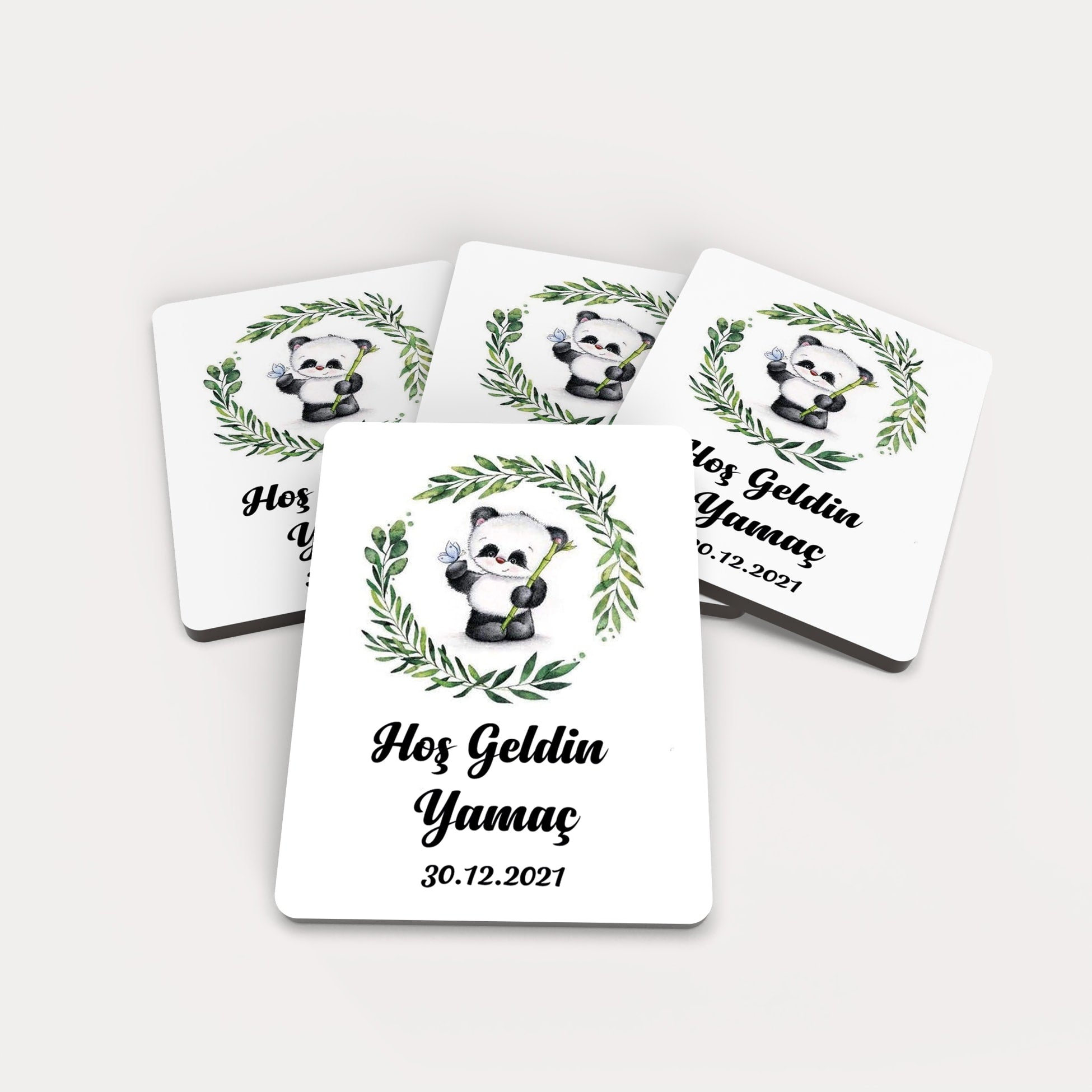 Panda Desenli Ahşap Magnet