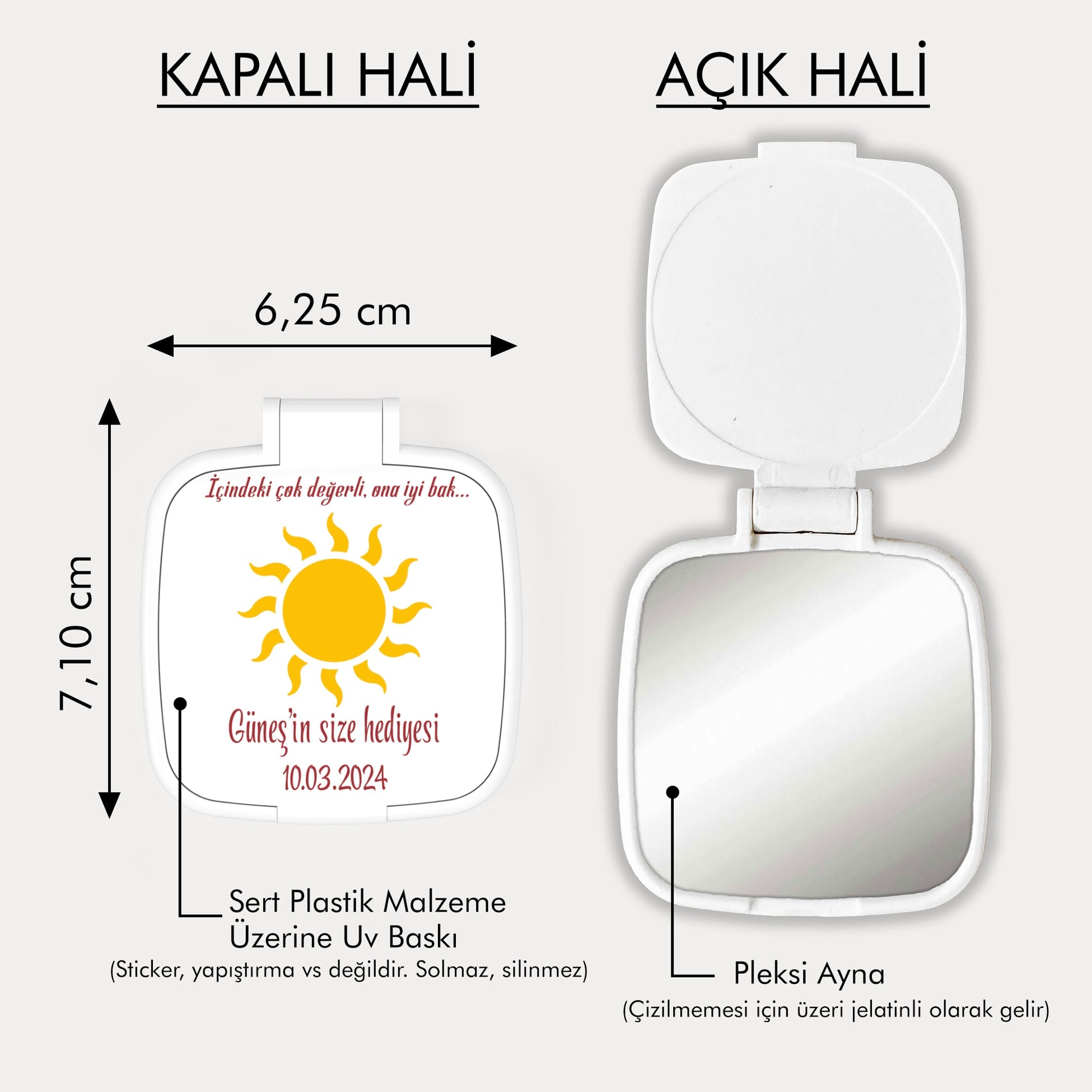 Güneş Temalı Kare Ayna