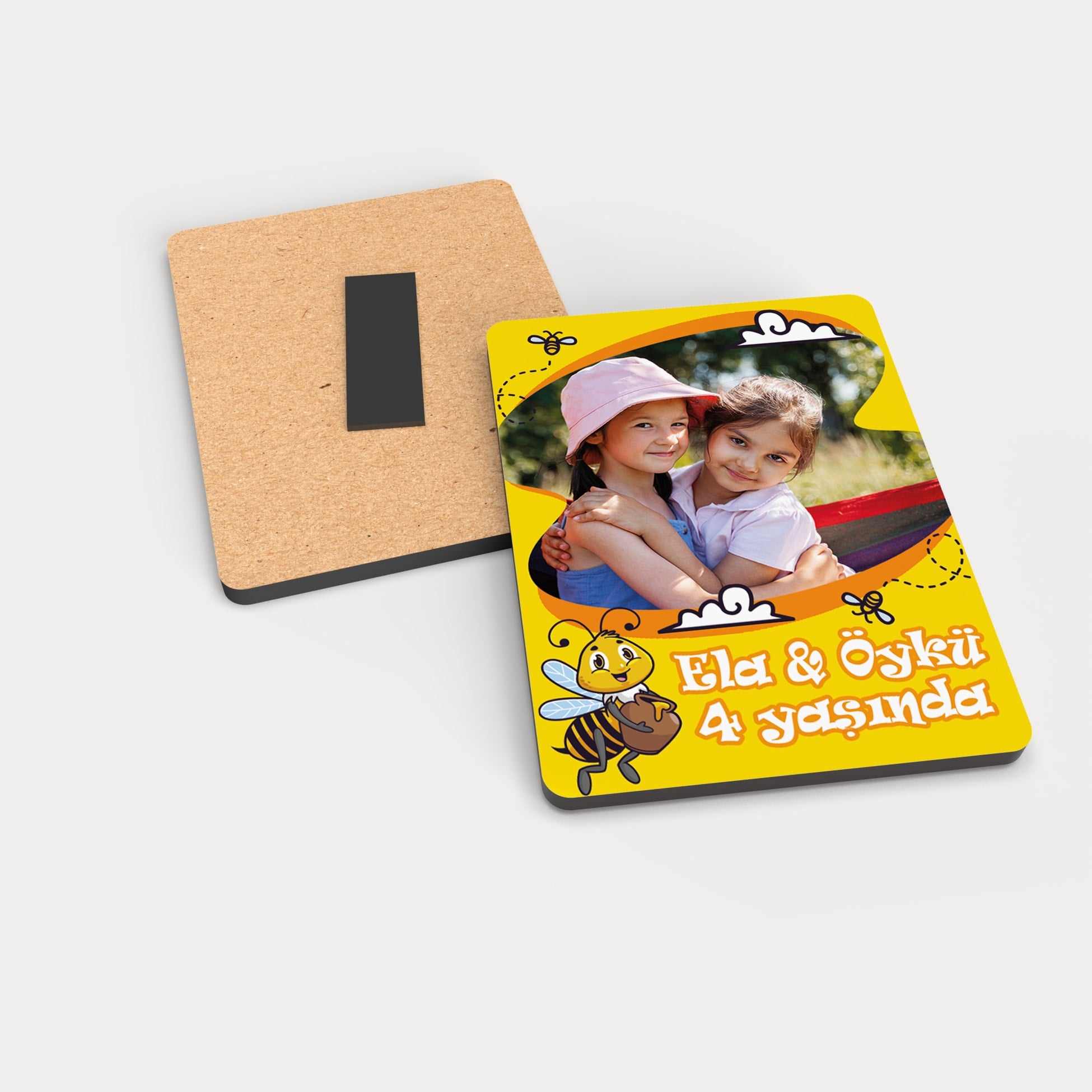 Arı Desenli Ahşap Magnet
