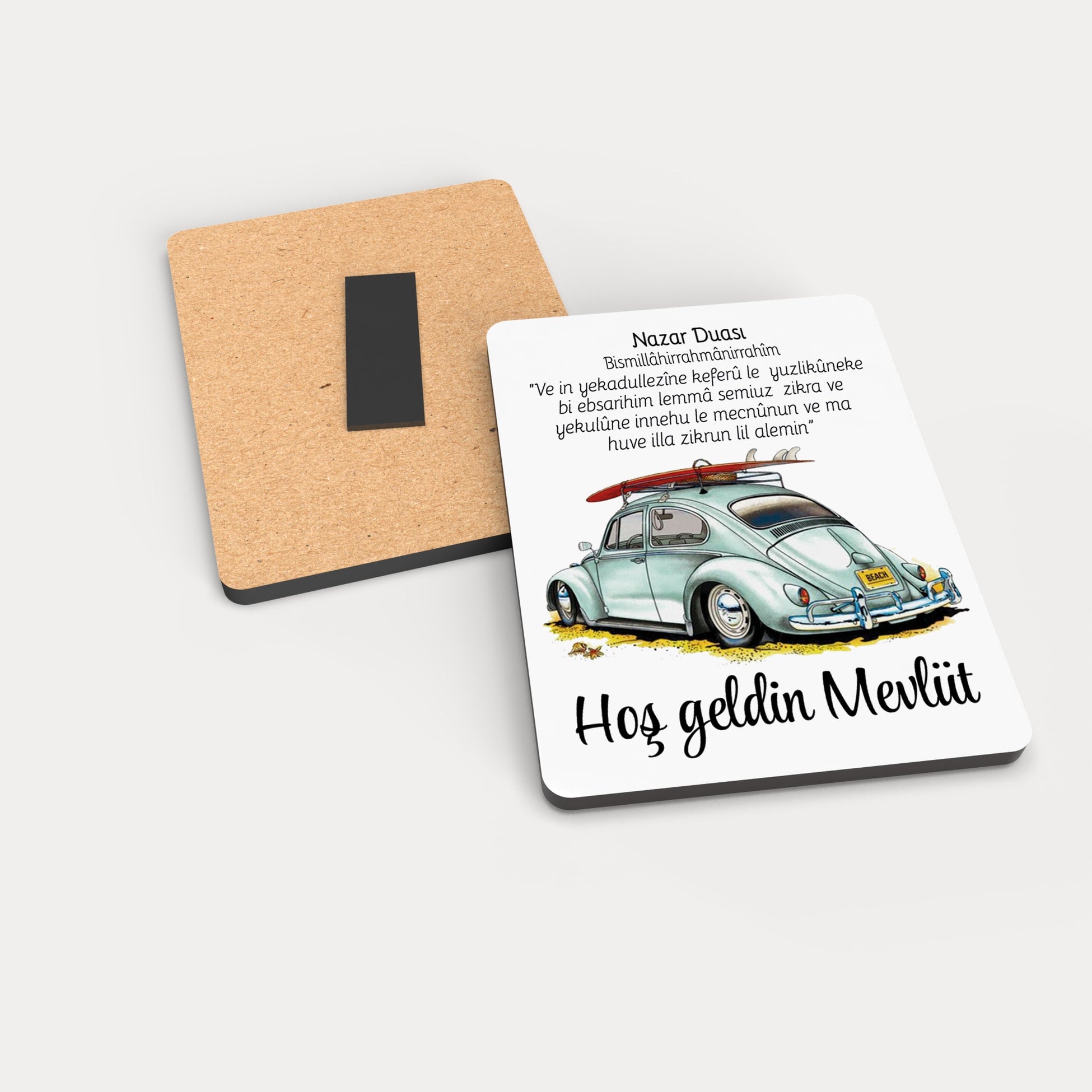 Mavi Vosvos Desenli Ahşap Magnet