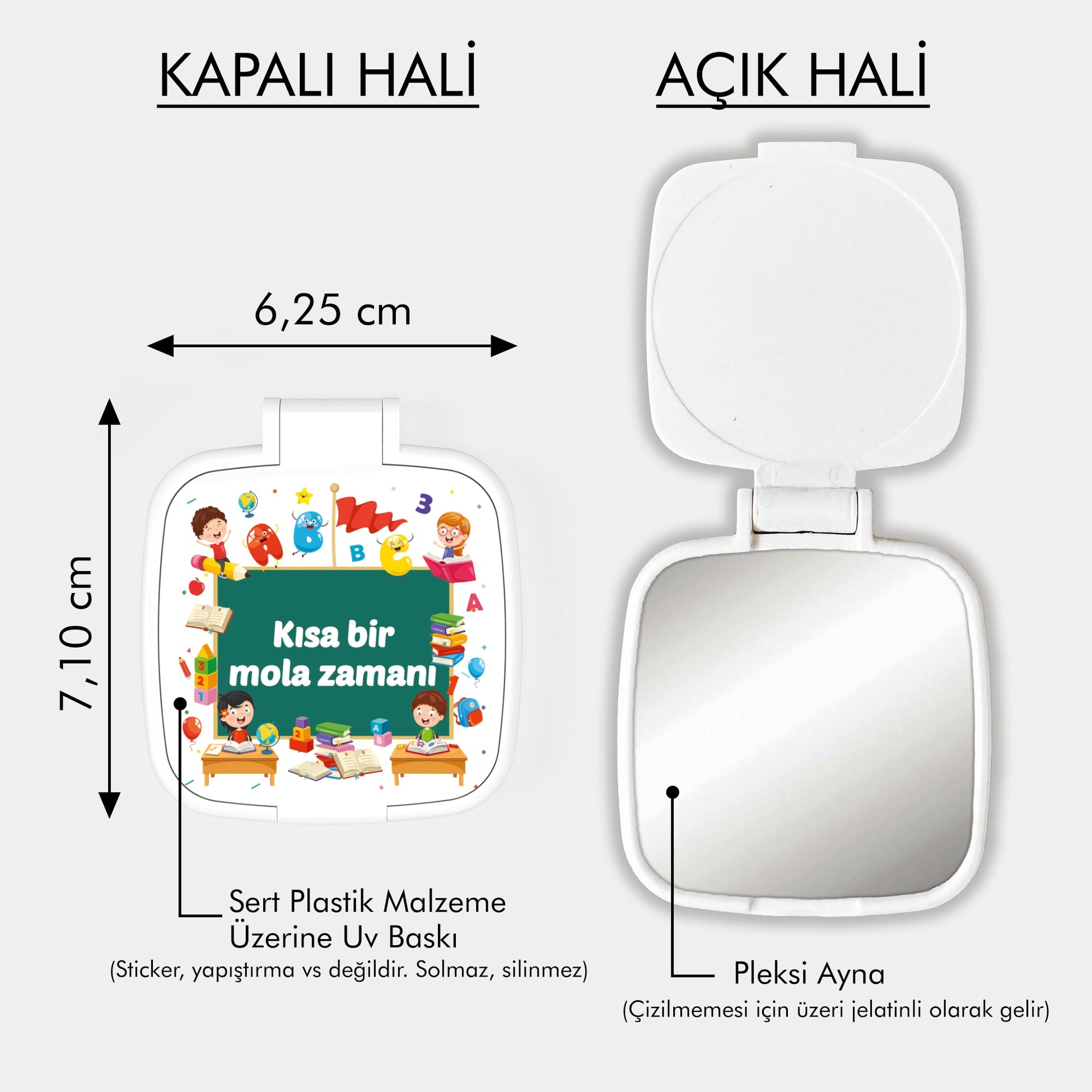 Okul Tatili Temalı Kare Ayna