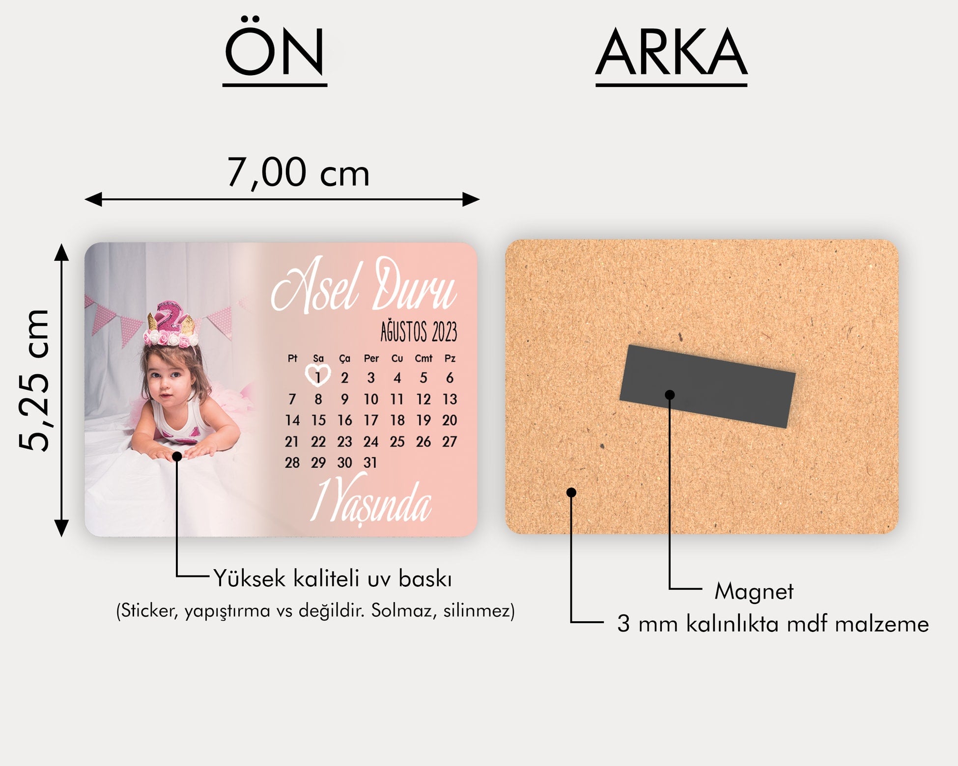 Takvim Temalı Ahşap Magnet