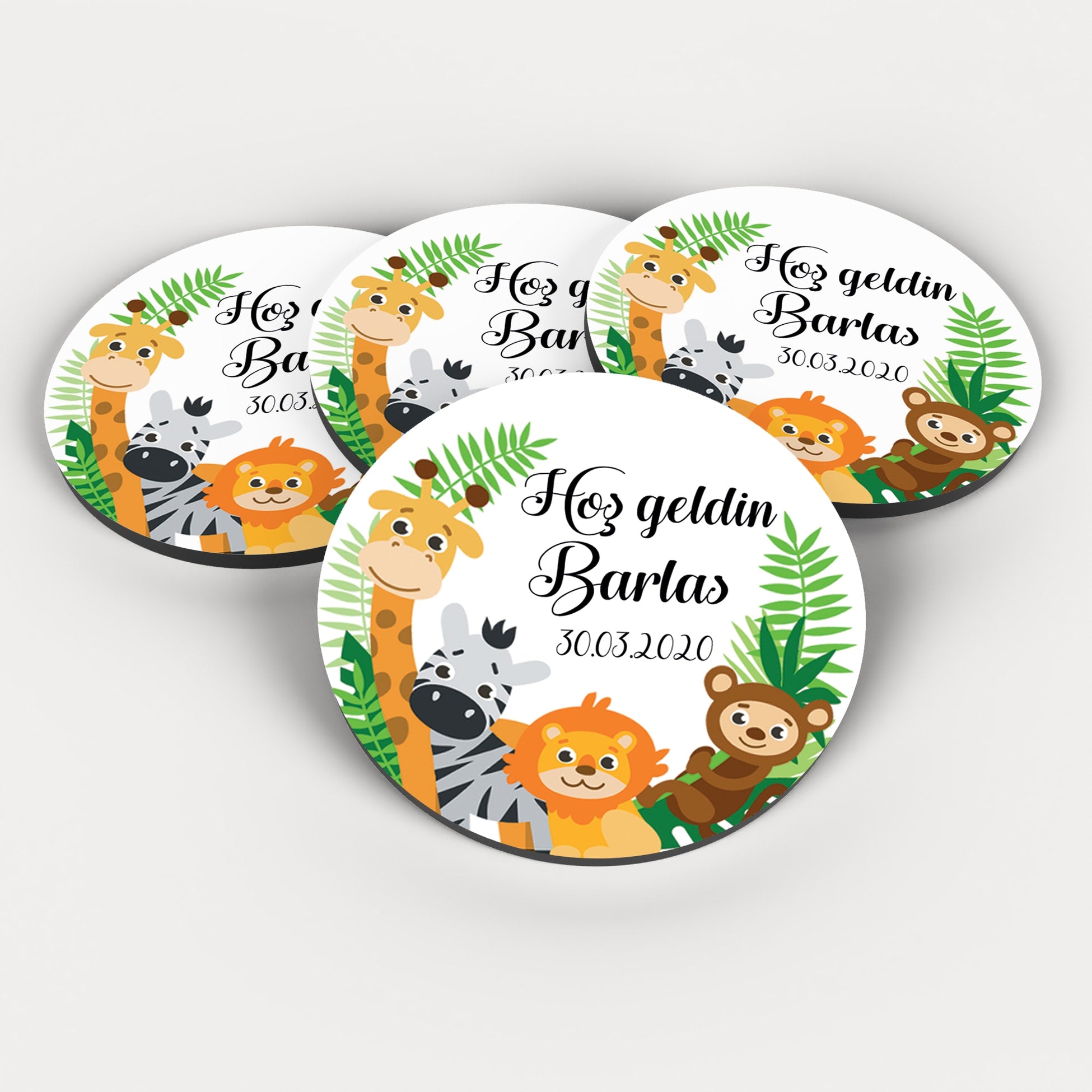 Safari Desenli Yuvarlak Ahşap Magnet