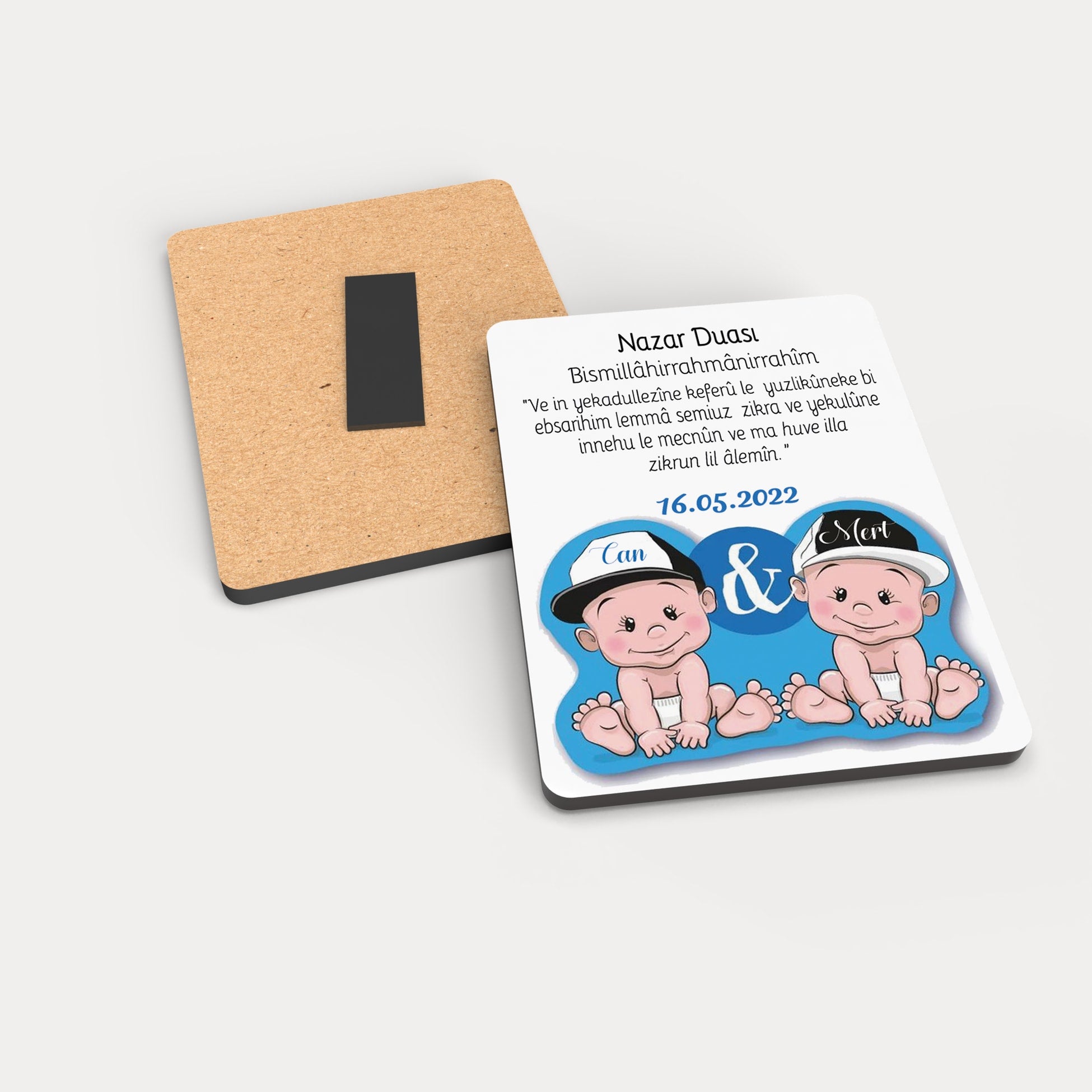 İkizler 2 Erkek Desenli Ahşap Magnet