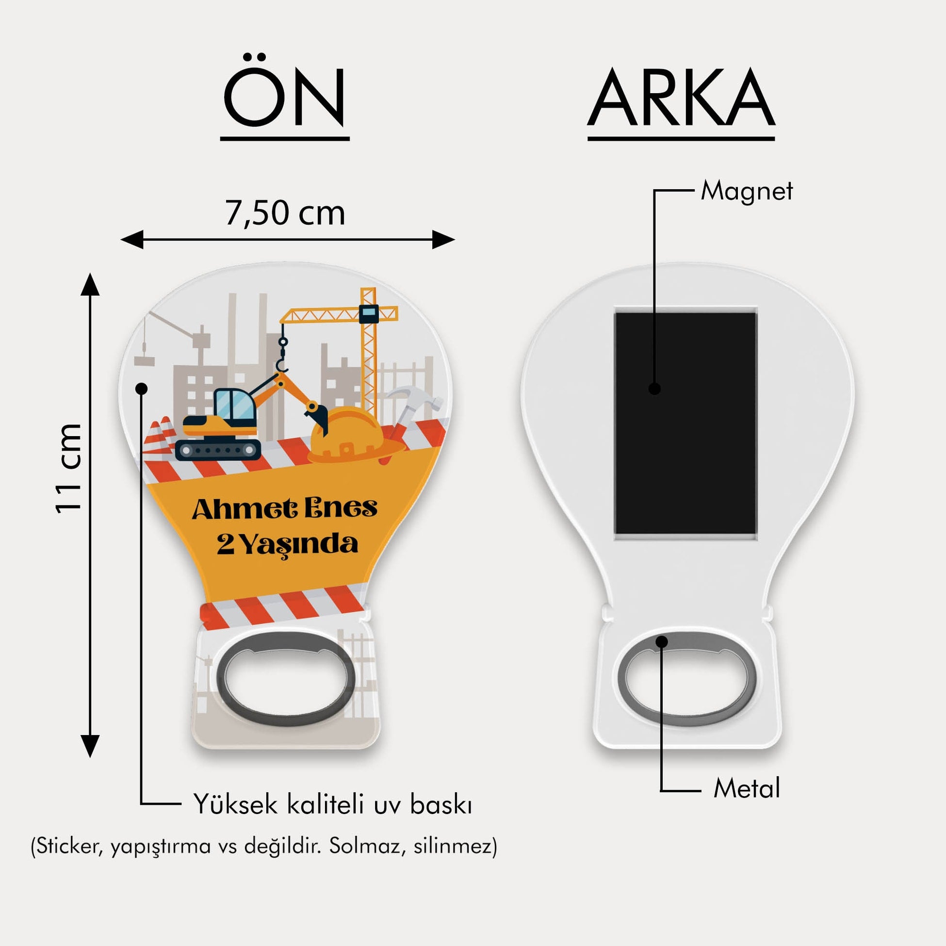 İnşaat Araçları Temalı Balon Açacak Magnet