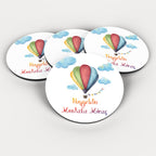 Uçan Balon Desenli Yuvarlak Ahşap Magnet