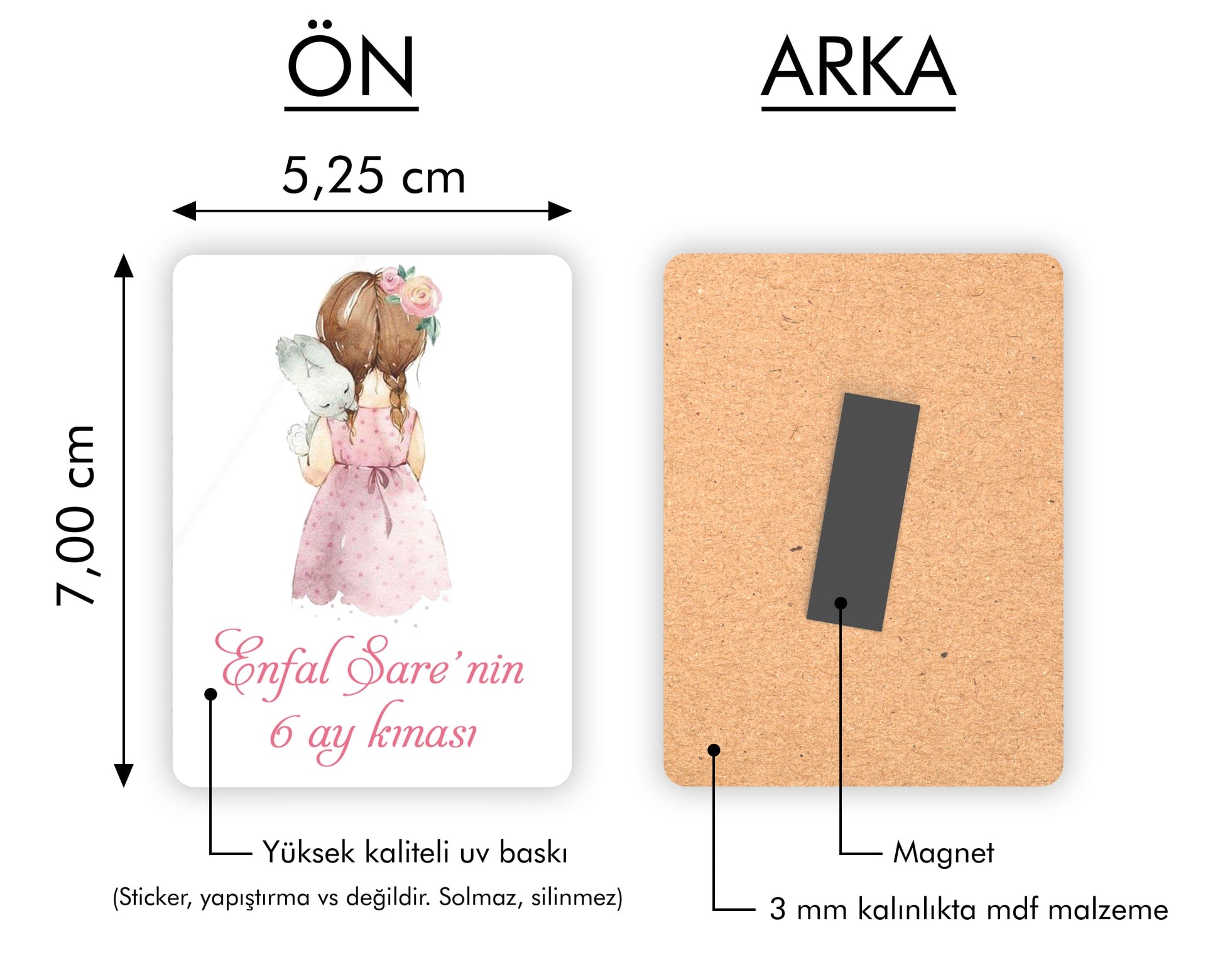 Kız Bebek Temalı Ahşap Magnet