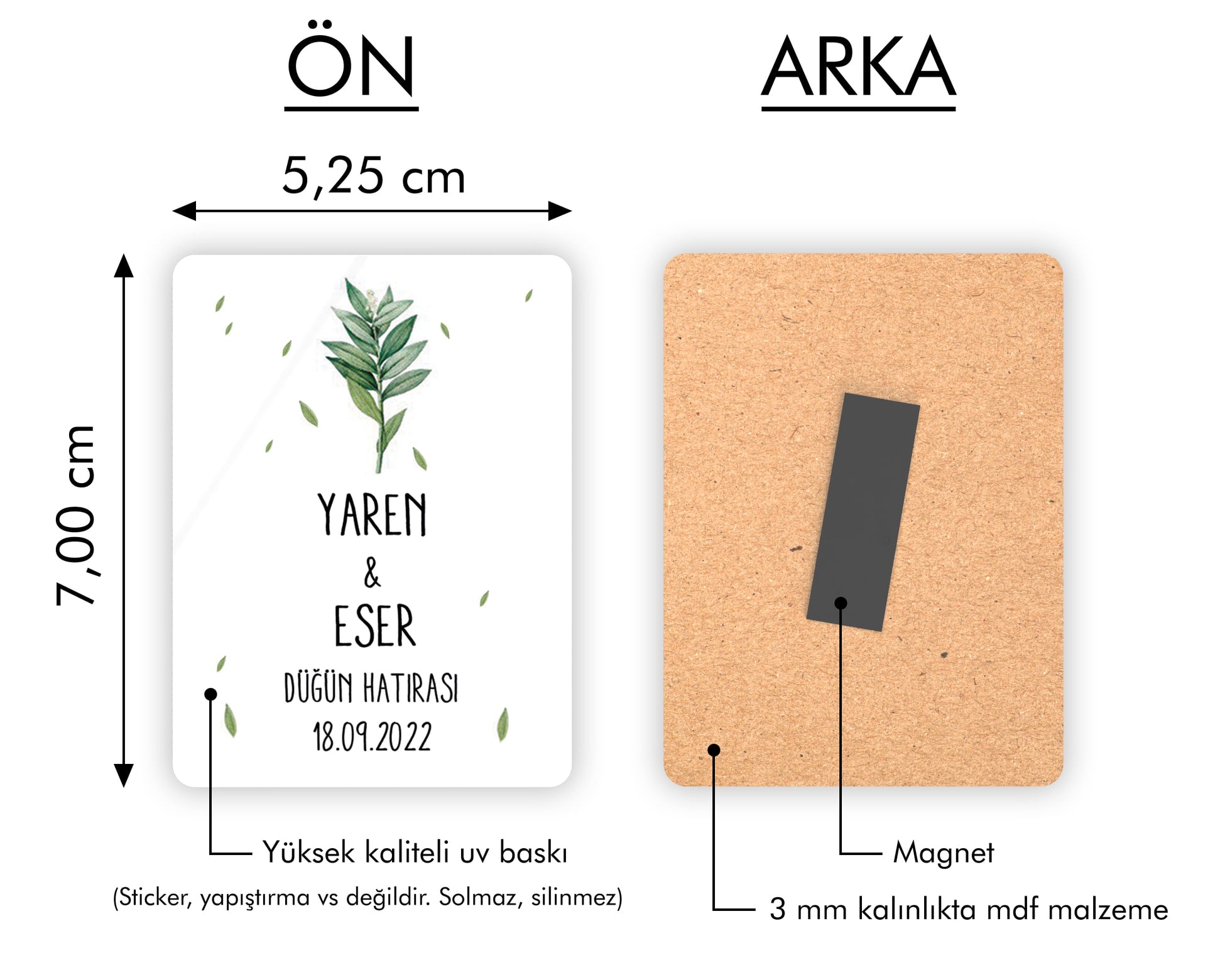 Yaprak Desenli Ahşap Magnet
