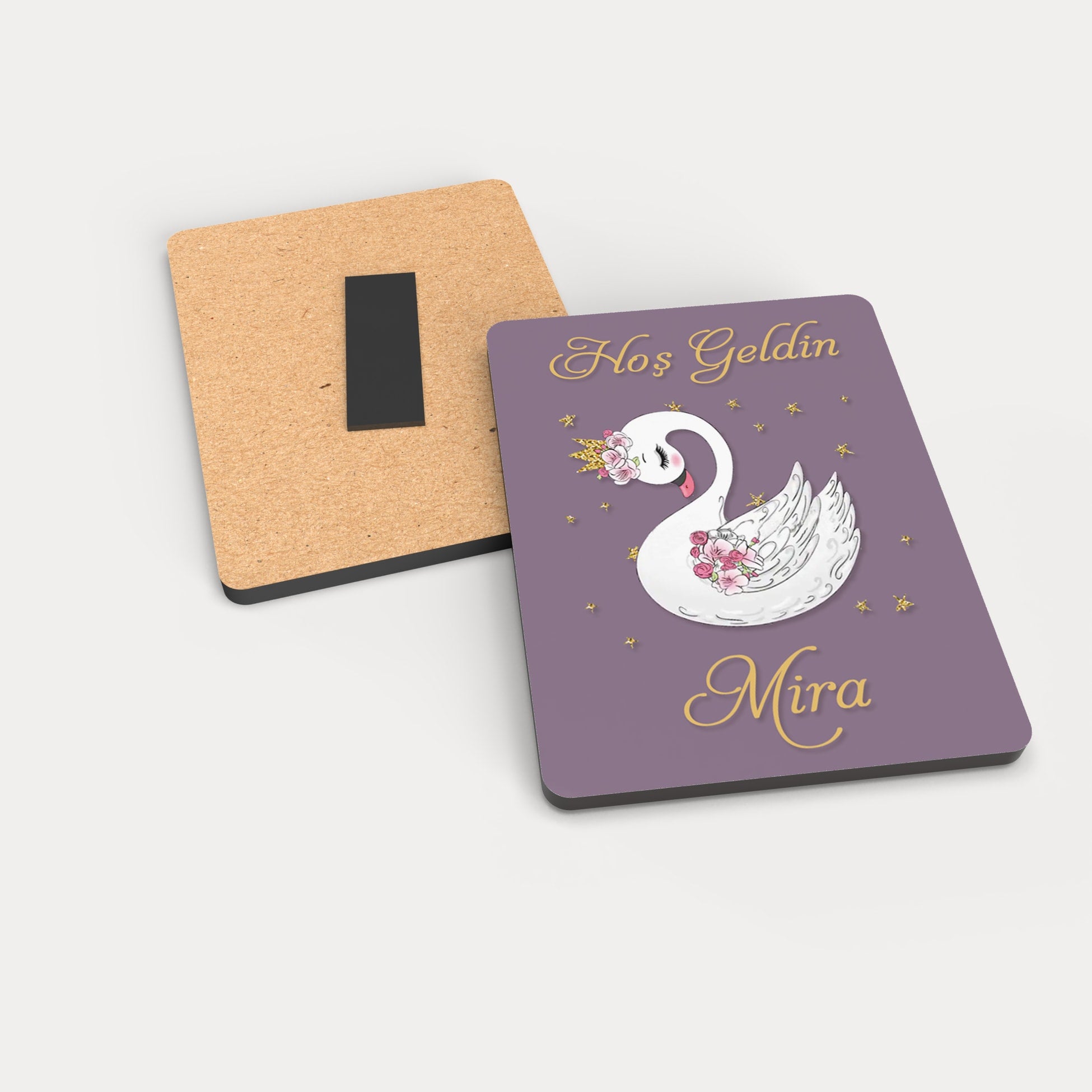 Kuğu Desenli Ahşap Magnet