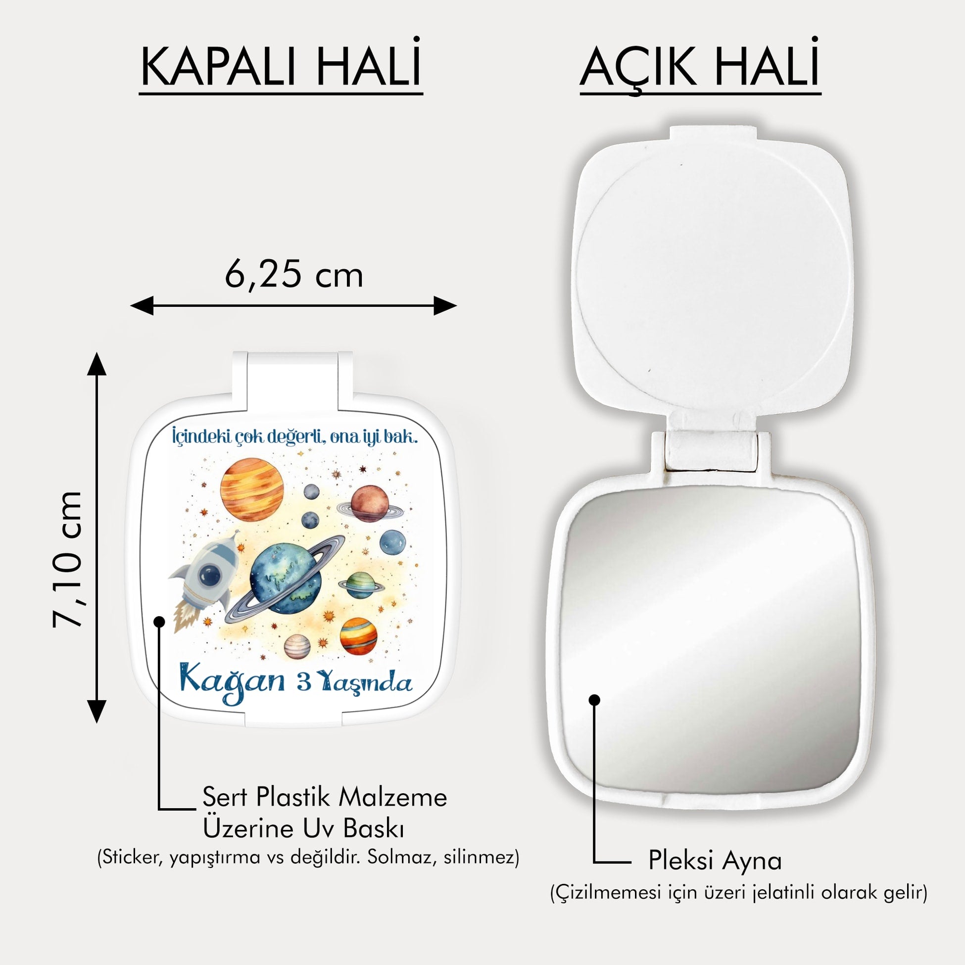 Uzay Temalı Kare Ayna