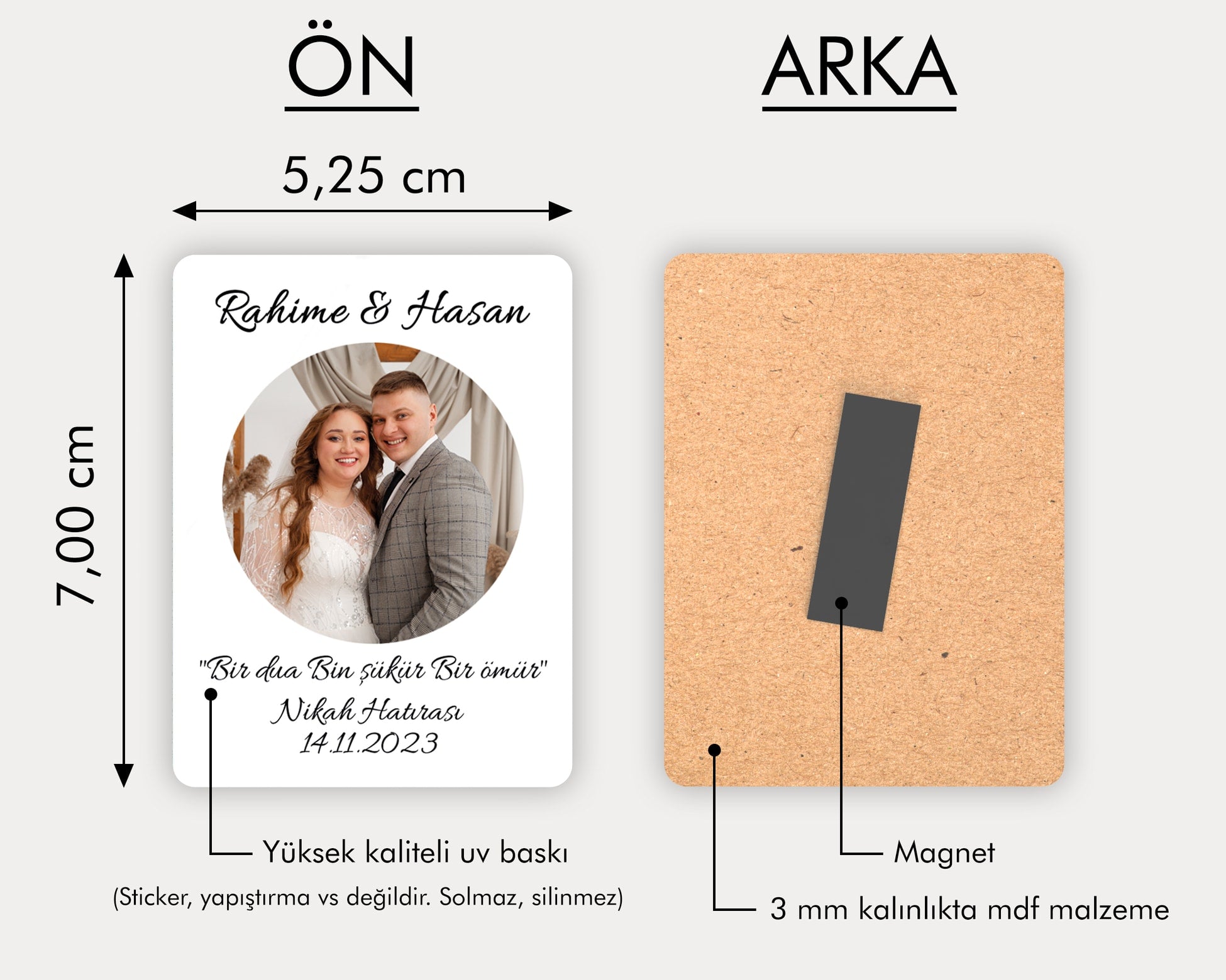 Nikah Hatırası Temalı Ahşap Magnet