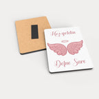Pembe Melek Kanadı Desenli Ahşap Magnet