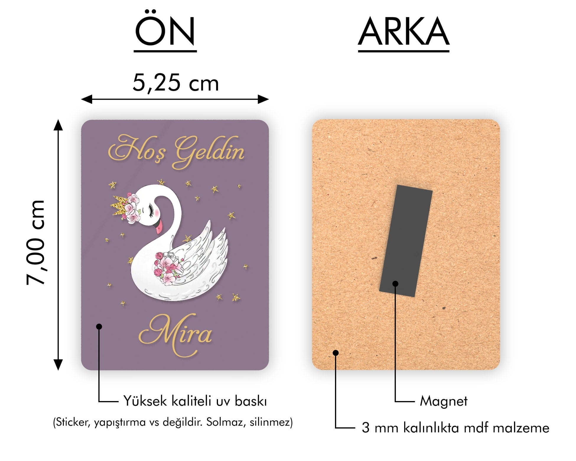 Kuğu Desenli Ahşap Magnet