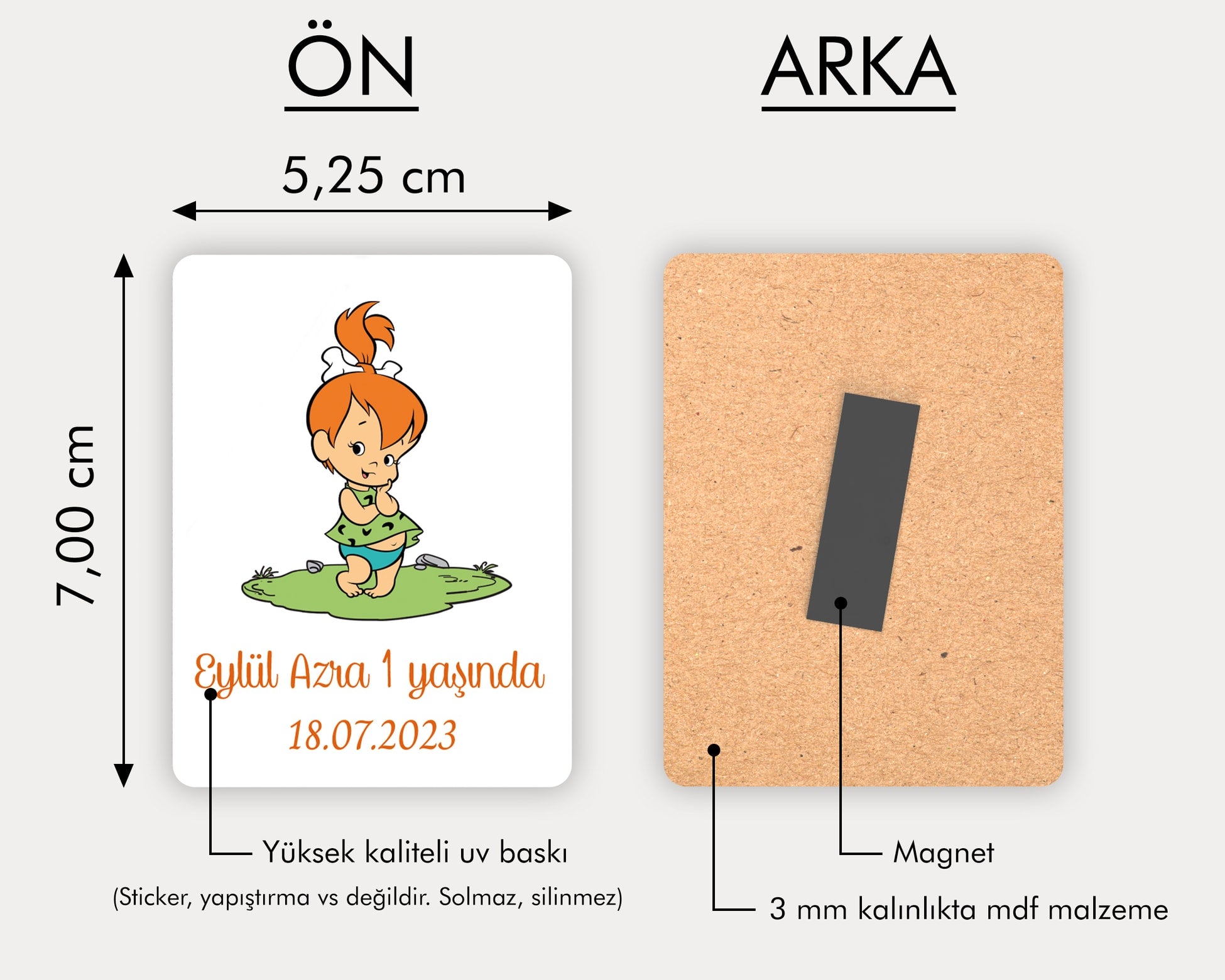 Çakıl Çakmaktaş Desenli Ahşap Magnet