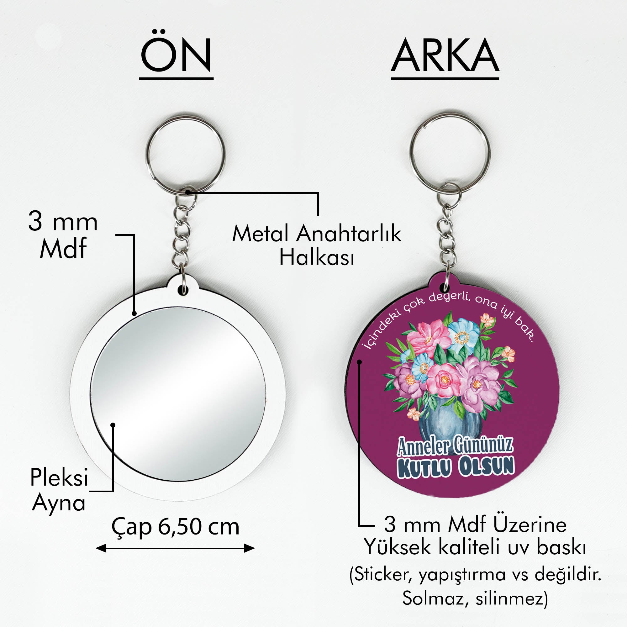 Anneler Günü Temalı Anahtarlıklı Ayna