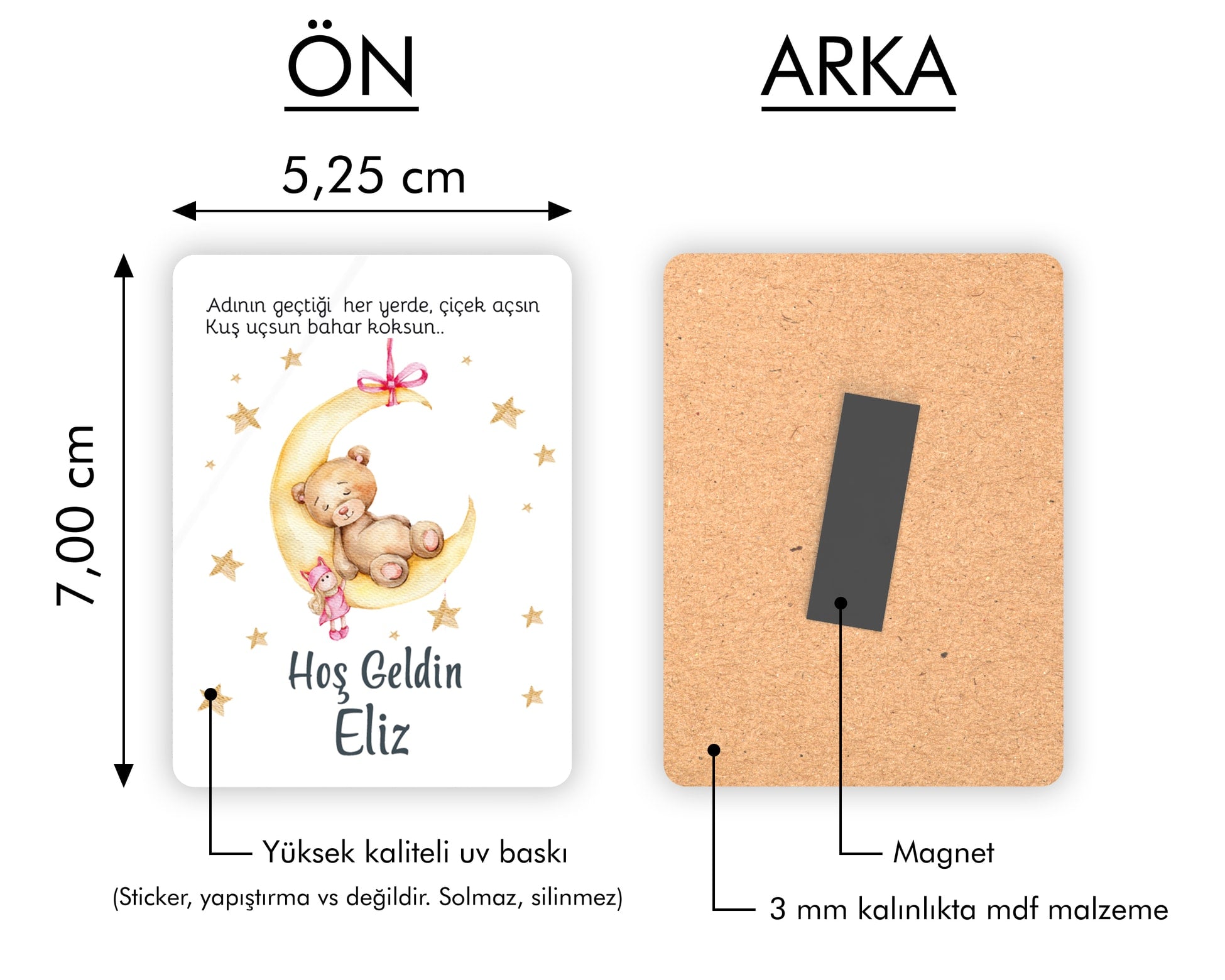 Kız Ayıcık Desenli Ahşap Magnet