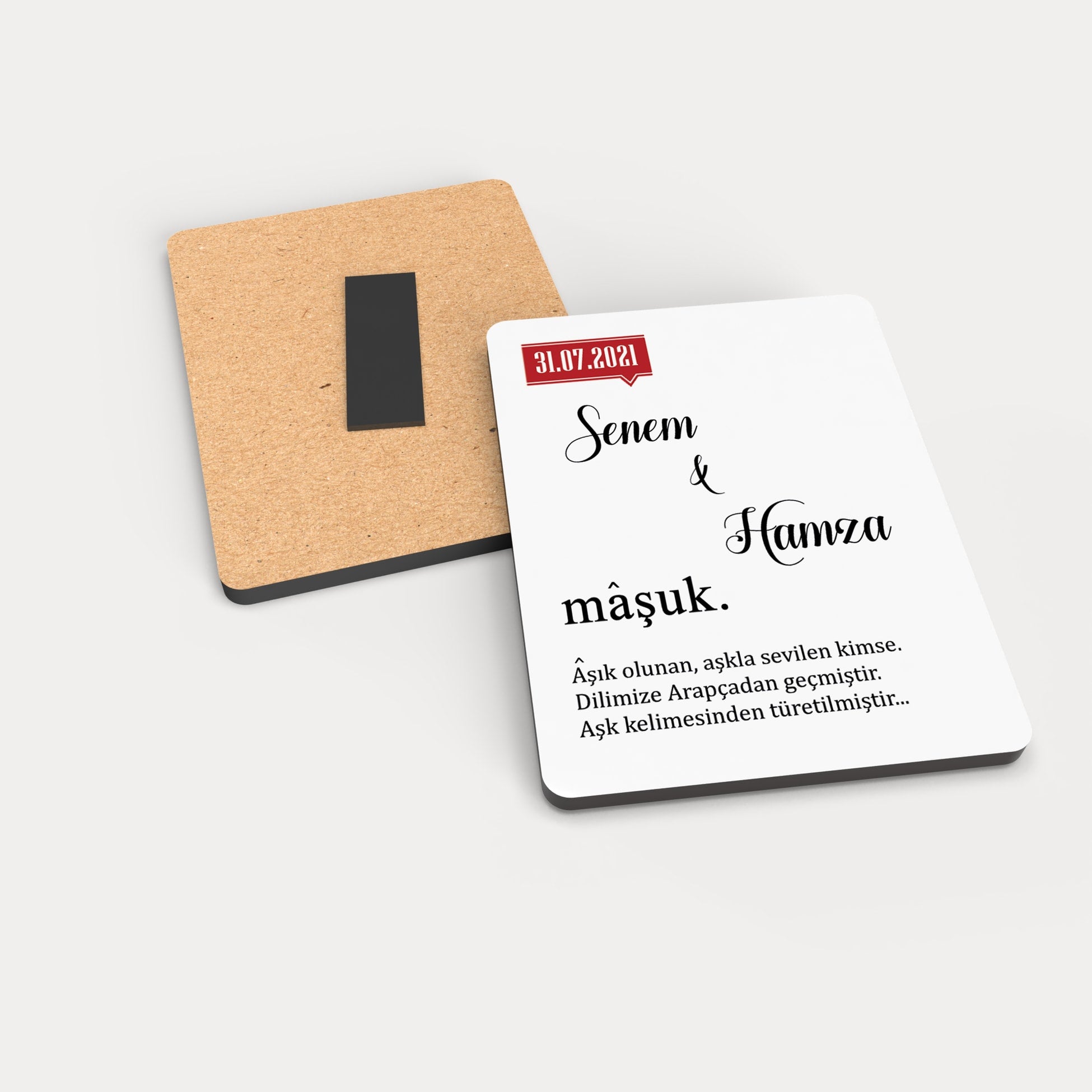 Kelime Baskılı Ahşap Magnet