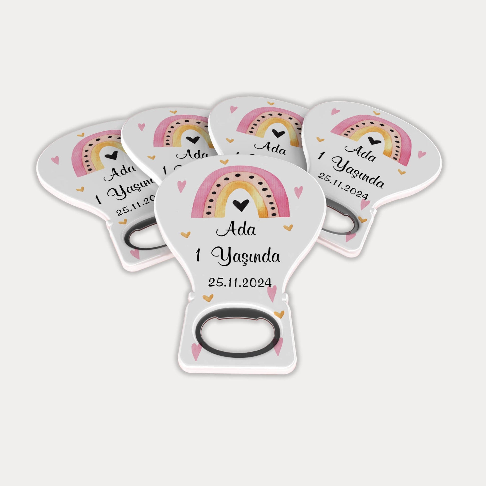 Pastel Gökkuşağı Desenli Balon Açacak Magnet