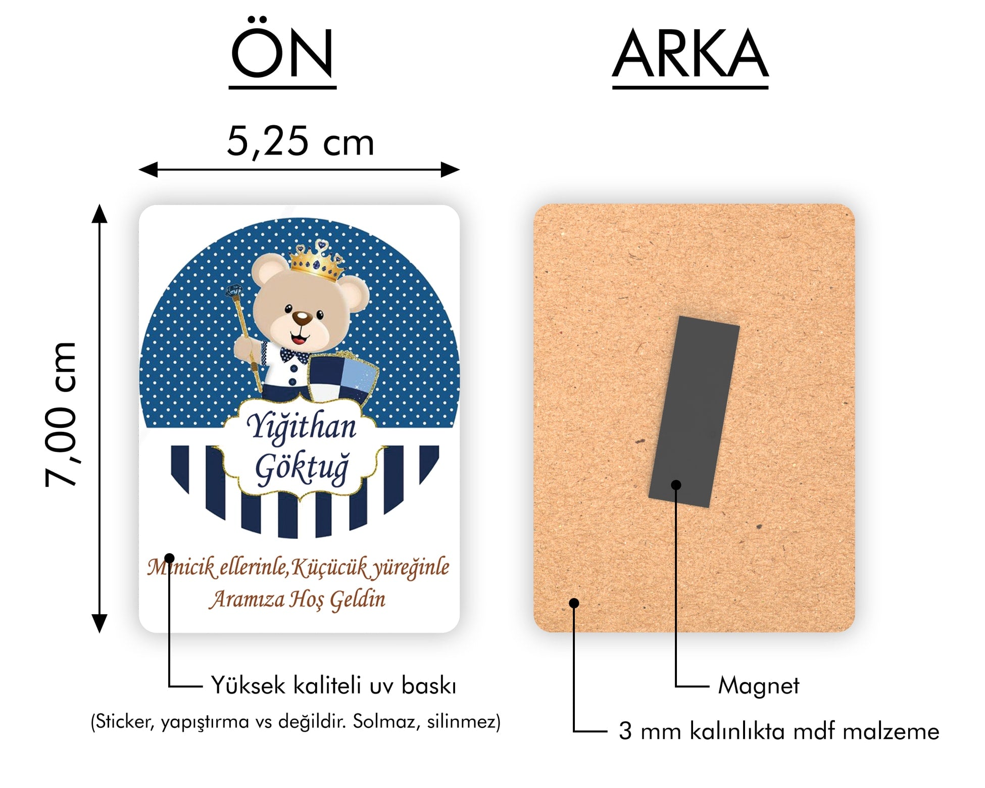 Ayıcık Desenli Ahşap Magnet