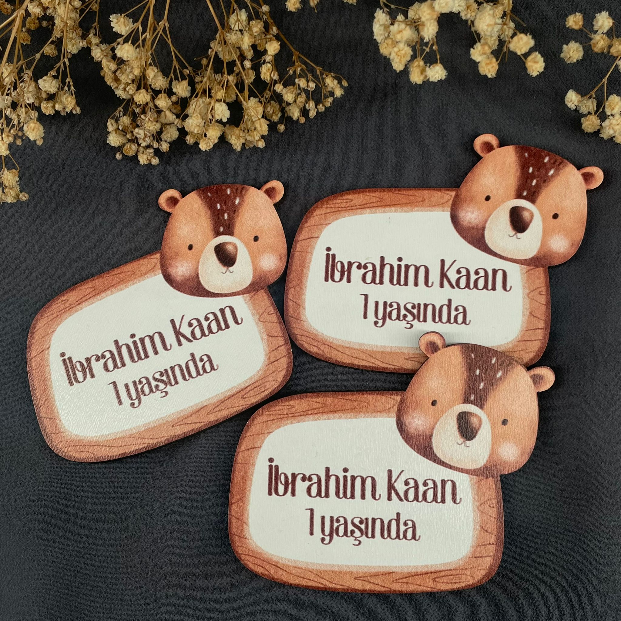 Ayıcık Temalı Özel Kesim Ahşap Magnet