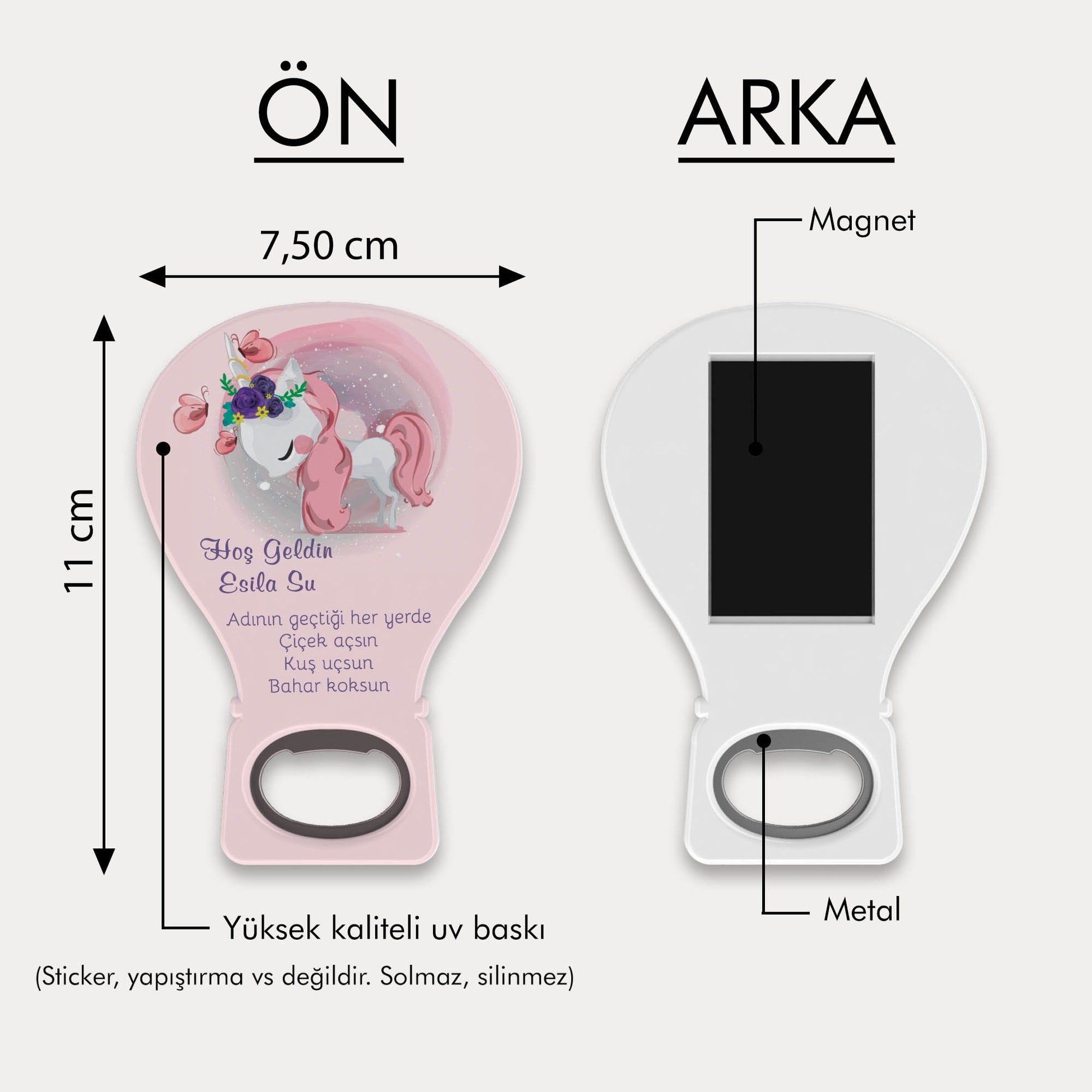 Unıcorn Desenli Balon Açacak Magnet