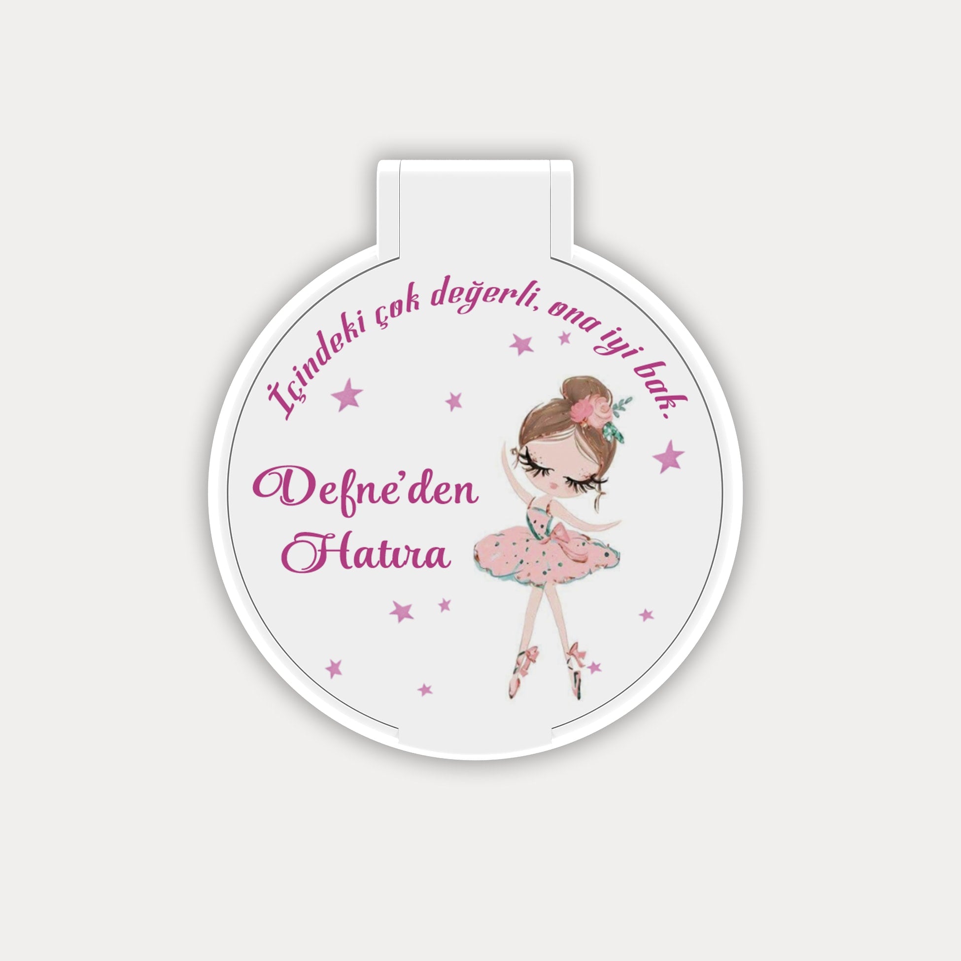 Balerin Kız Desenli Yuvarlak Ayna