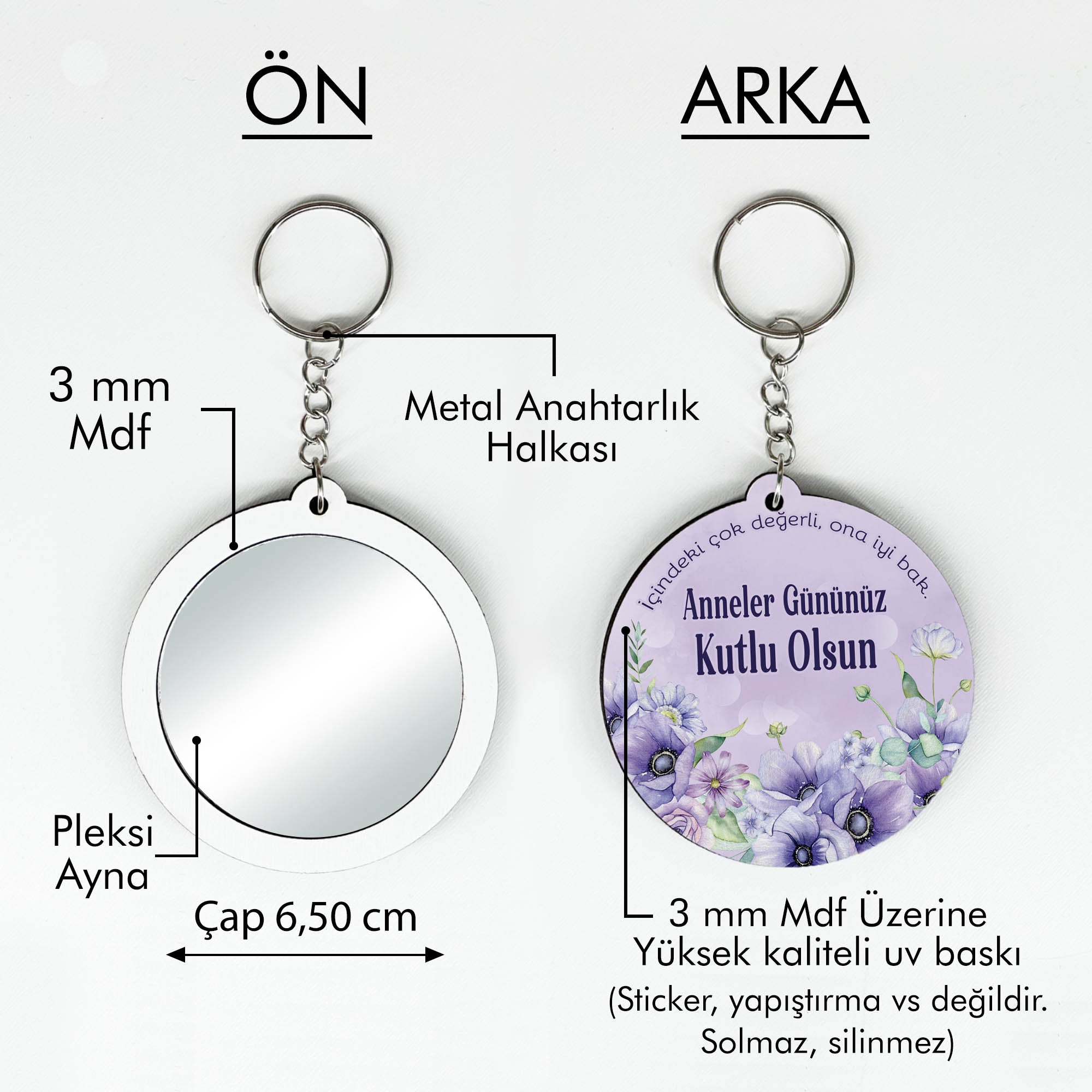 Anneler Günü Temalı Anahtarlıklı Ayna