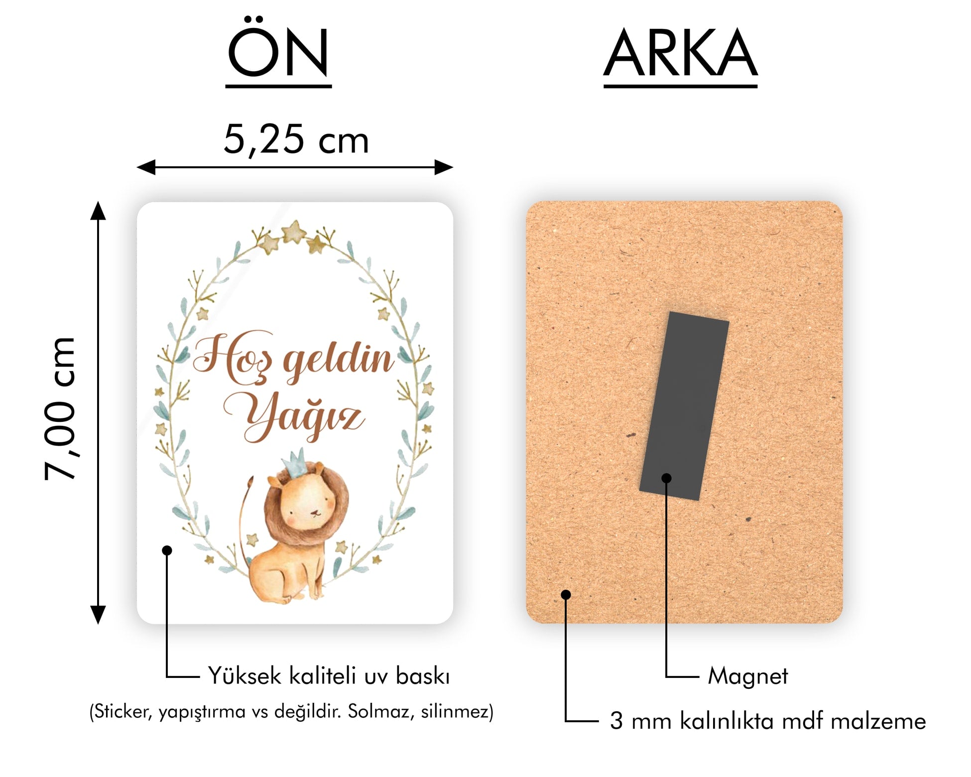 Aslan Desenli Ahşap Magnet