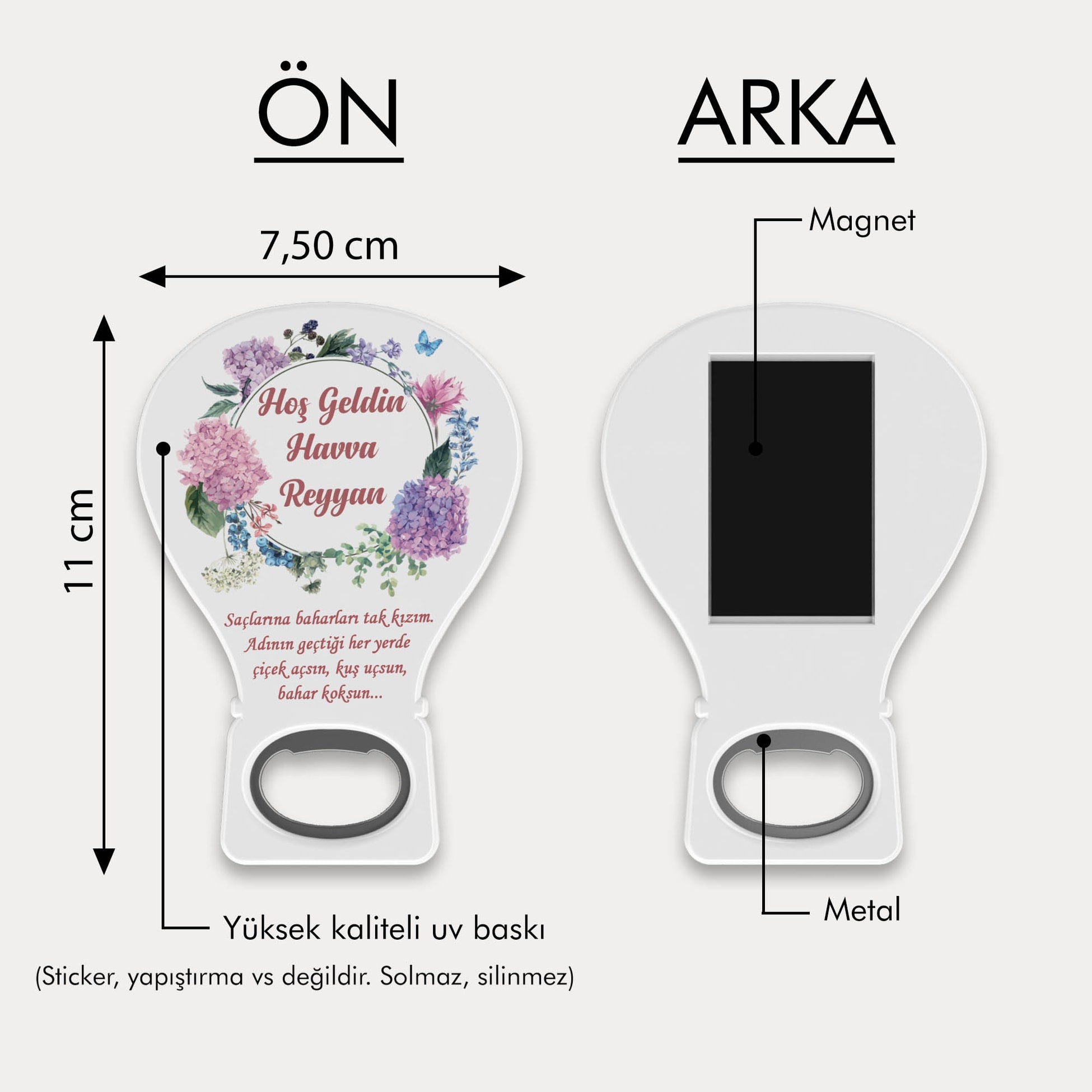 Ortanca Desenli Balon Açacak Magnet
