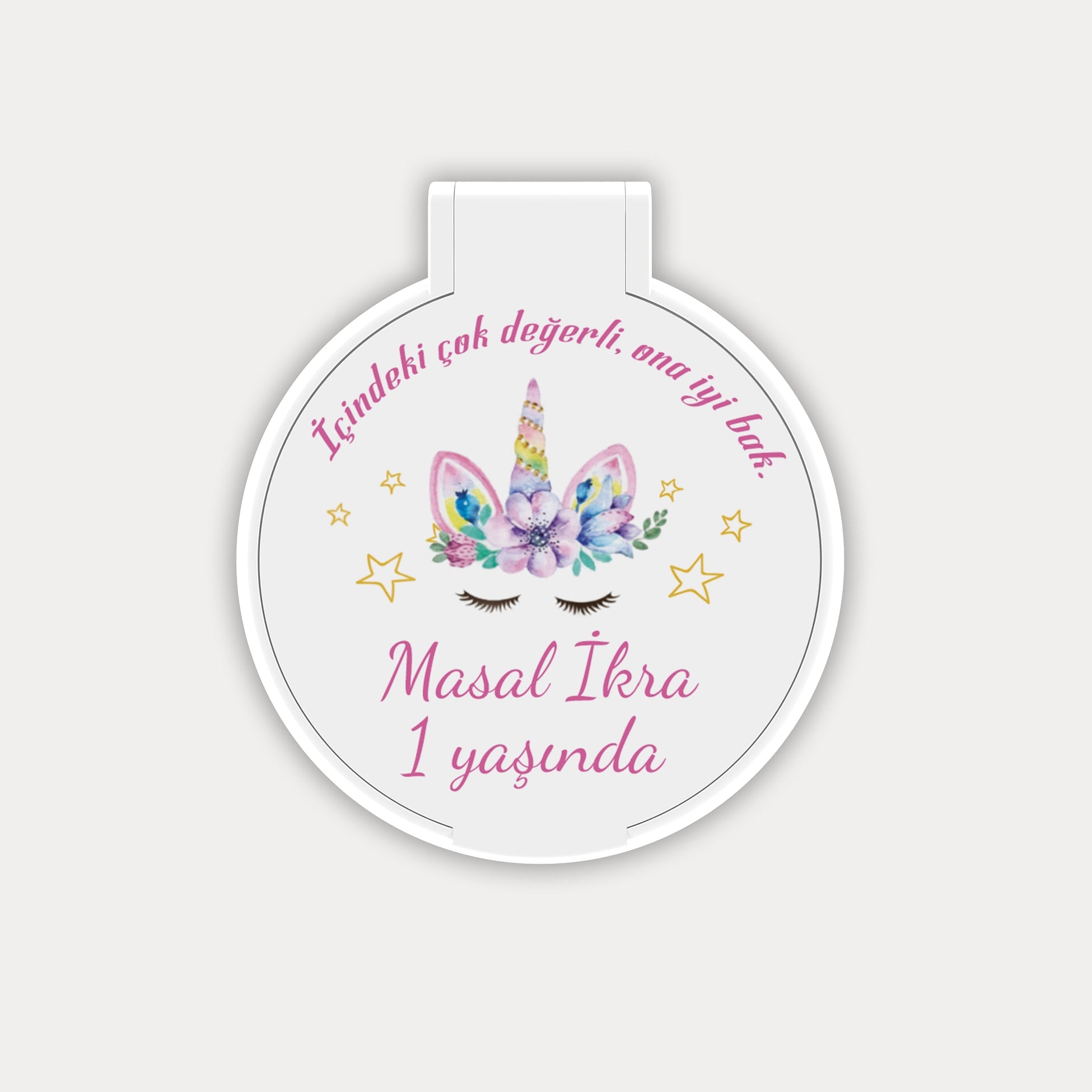 Unicorn Temalı Yuvarlak Ayna