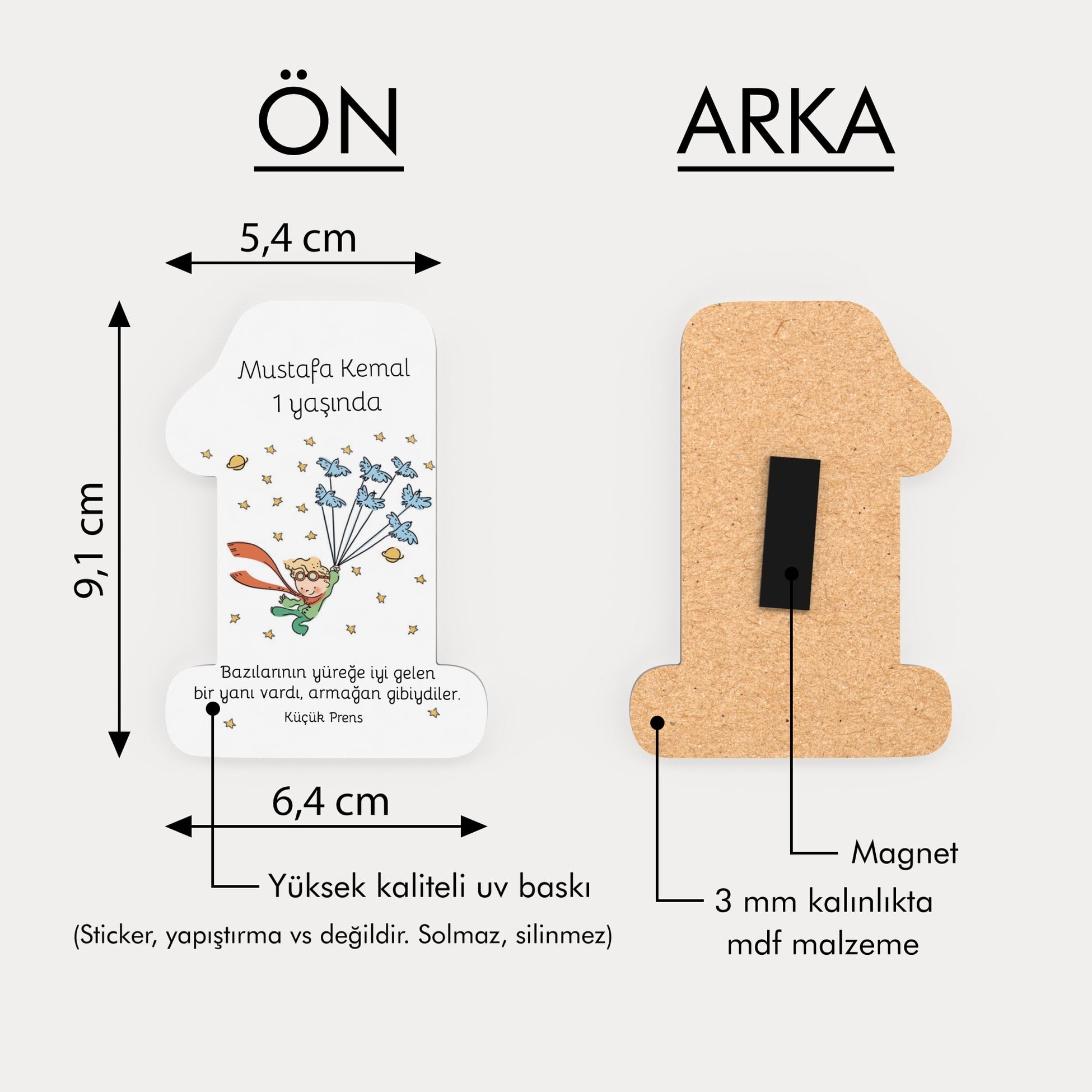 Küçük Prens Temalı Ahşap Magnet