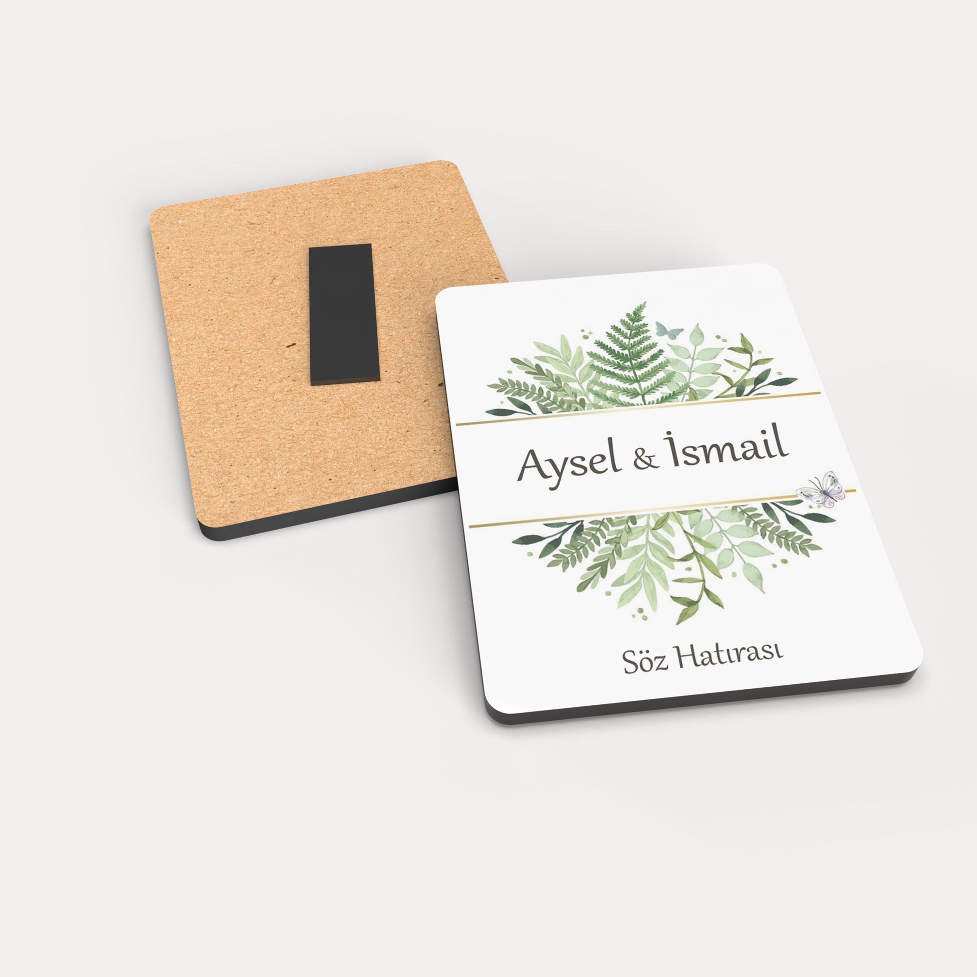 Yaprak Temalı Ahşap Magnet