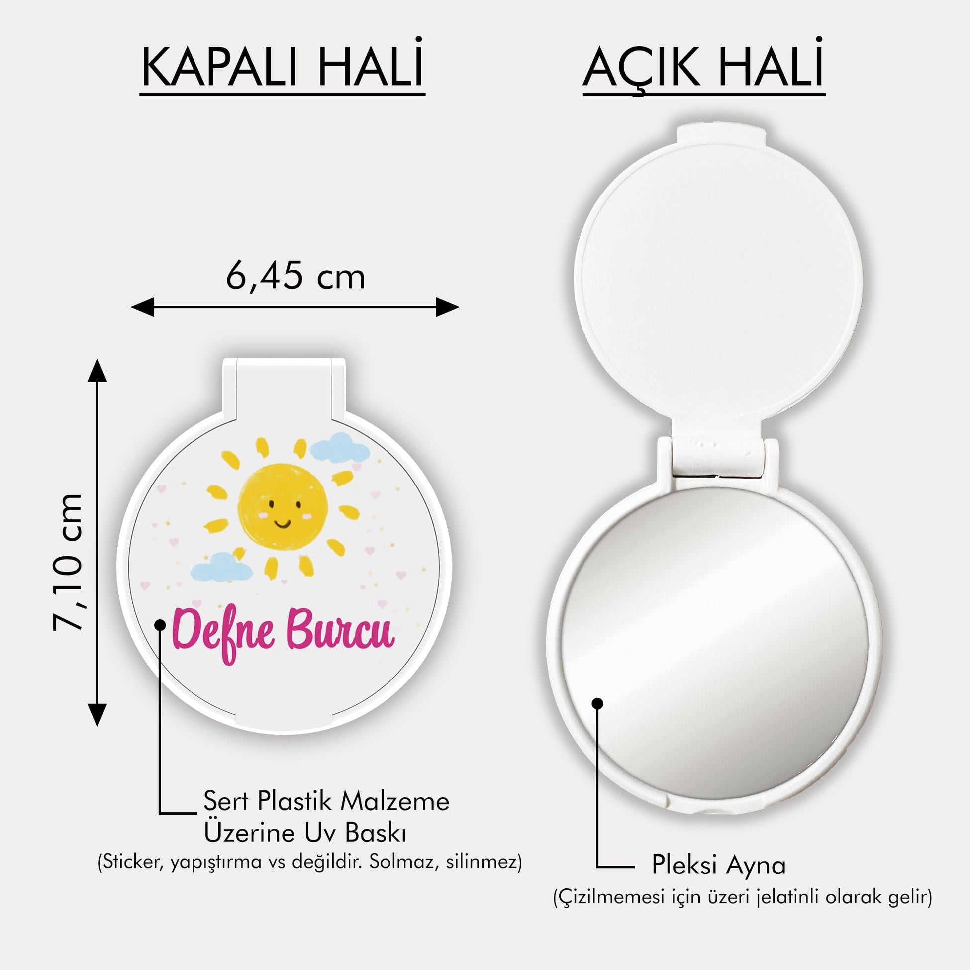 Gökyüzü Temalı Yuvarlak Ayna