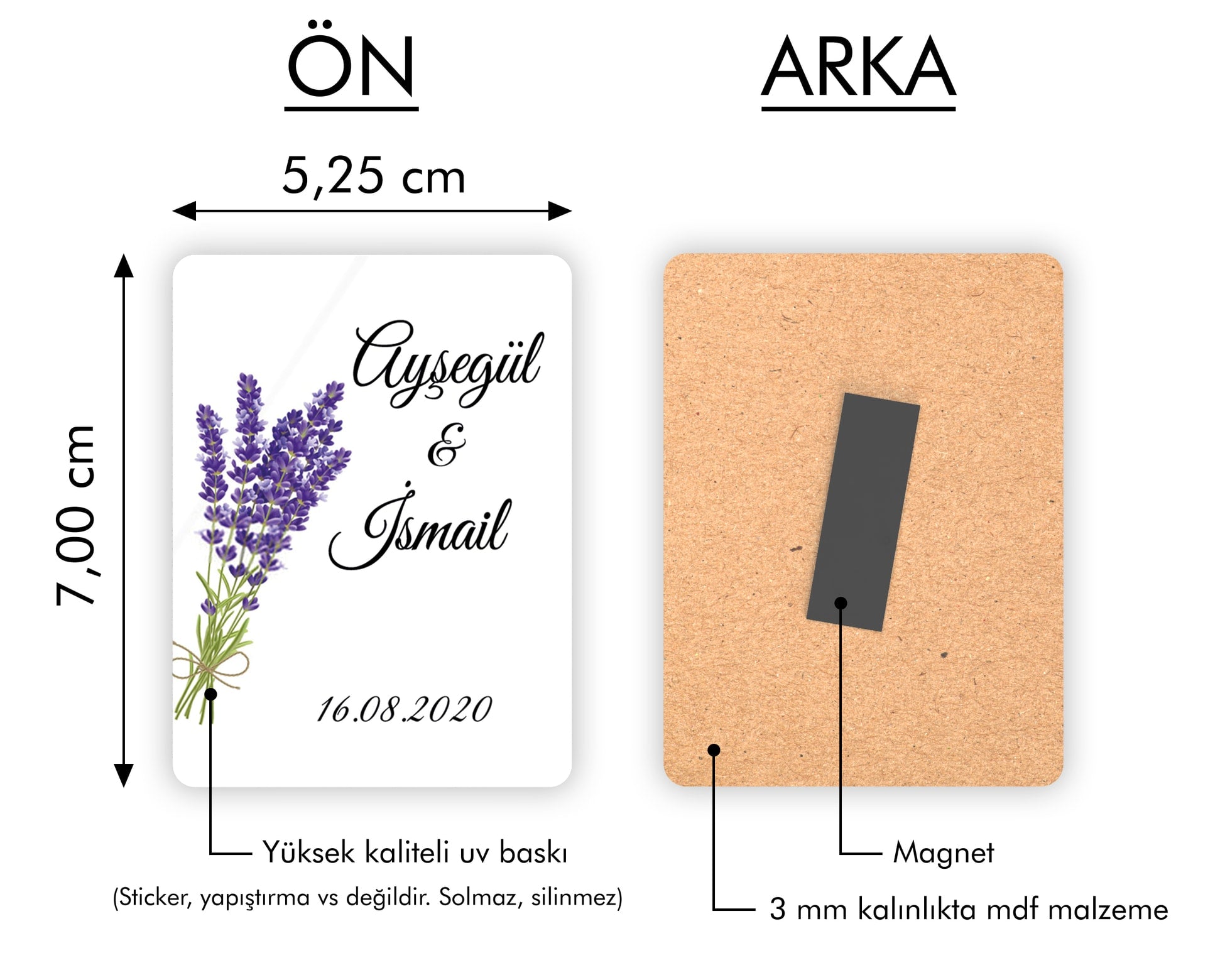 Lavanta Desenli Ahşap Magnet