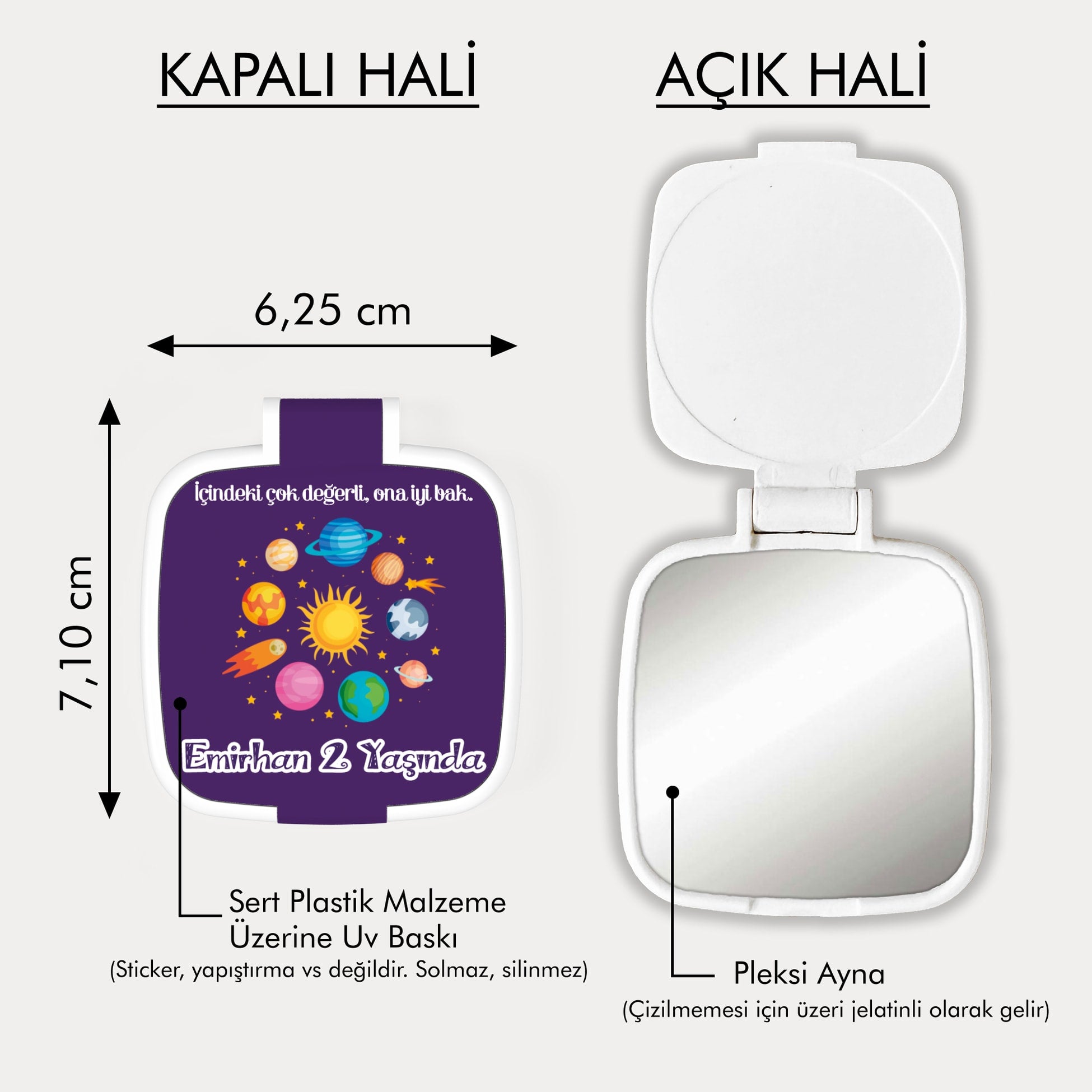 Uzay Temalı Kare Ayna