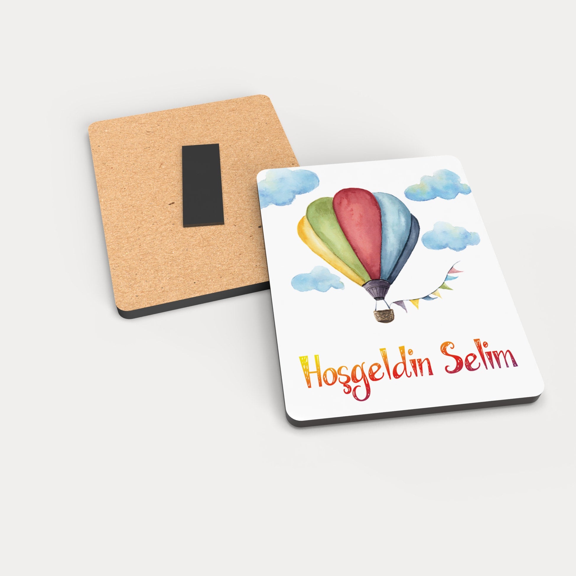 Uçan Balon Desenli Ahşap Magnet