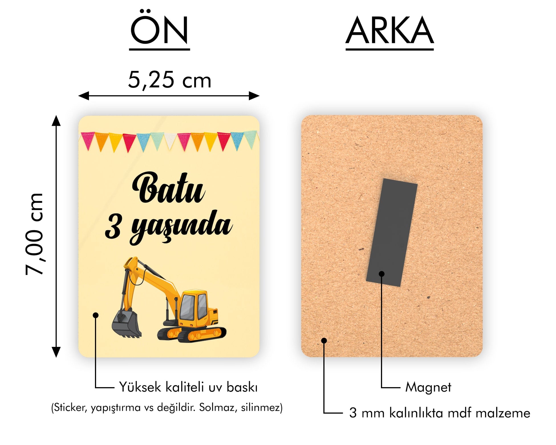 İnşaat Temalı Ahşap Magnet