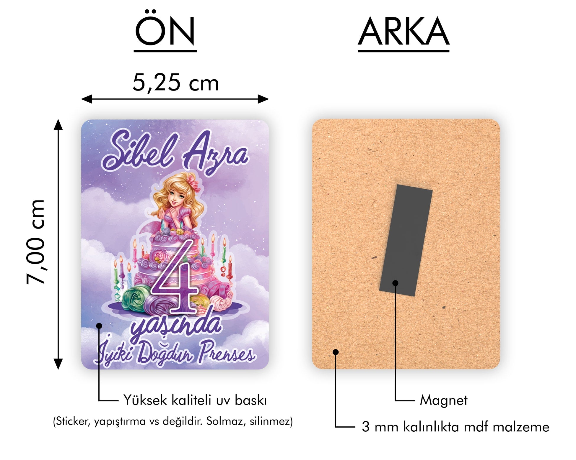 Prenses Temalı Ahşap Magnet