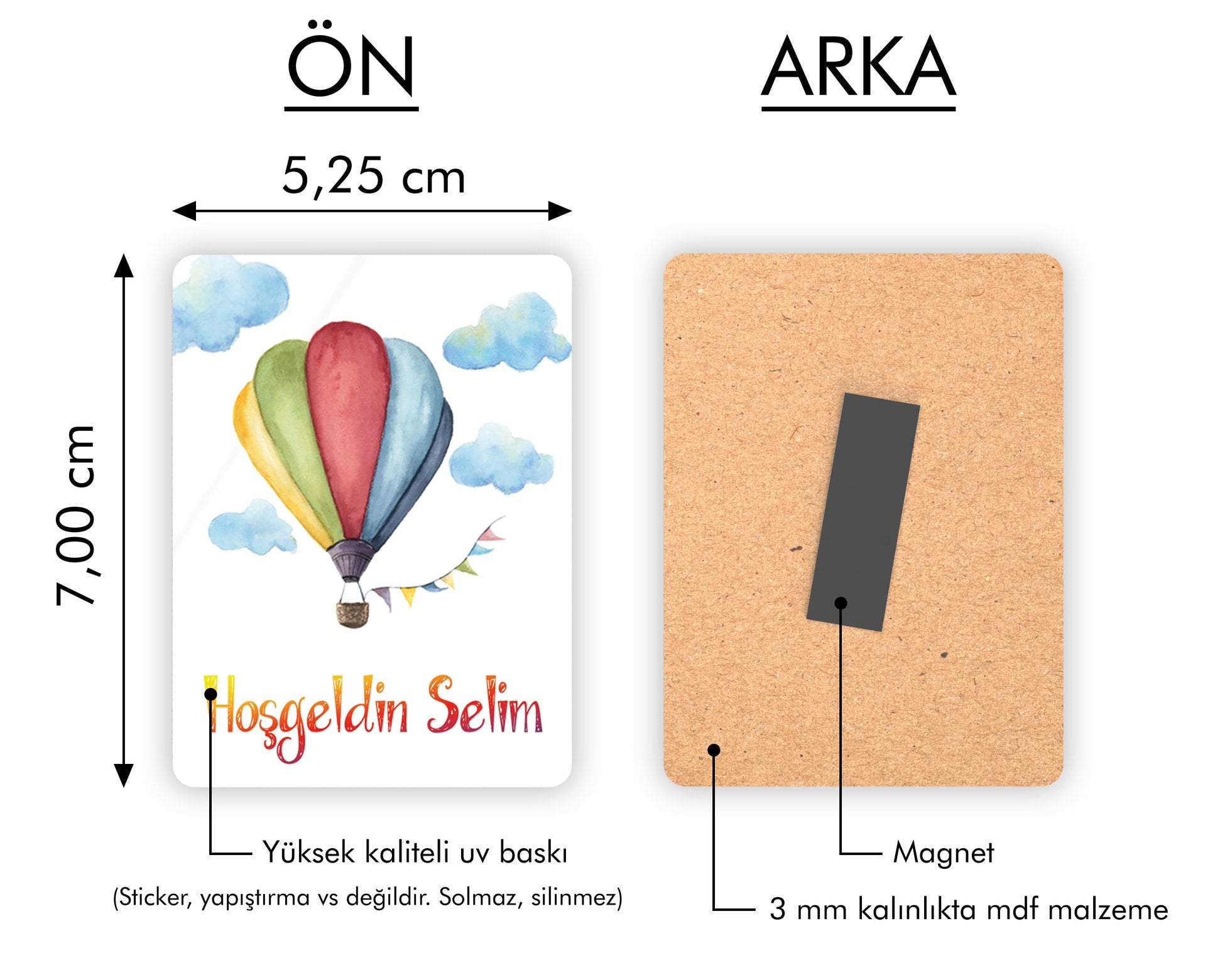 Uçan Balon Desenli Ahşap Magnet