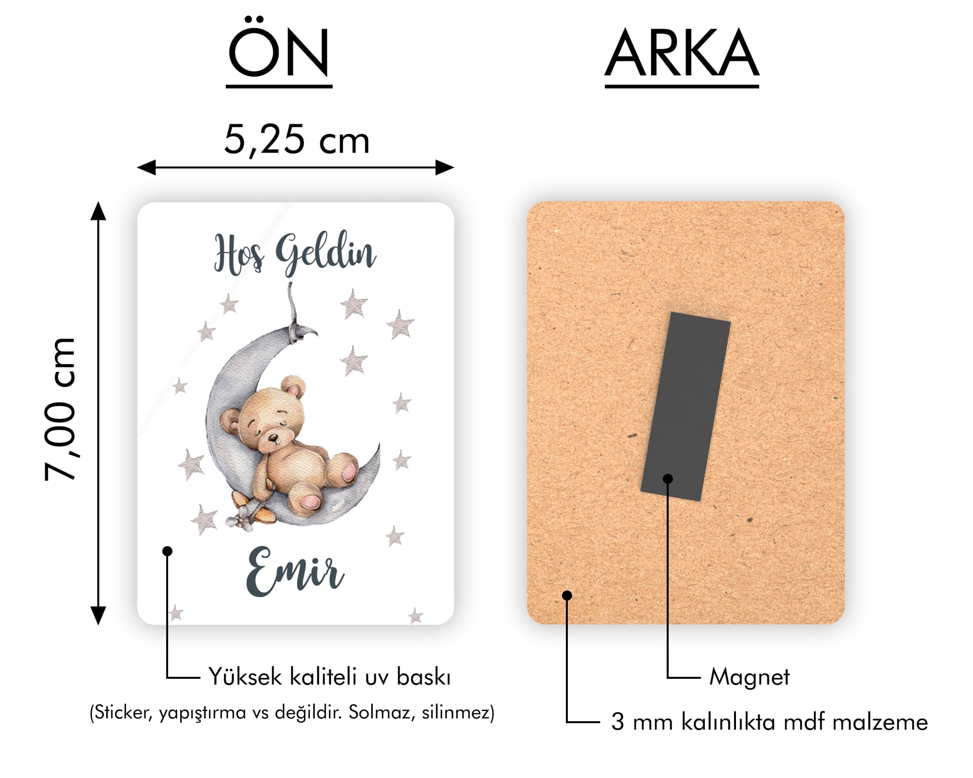Ayıcık Desenli Ahşap Magnet