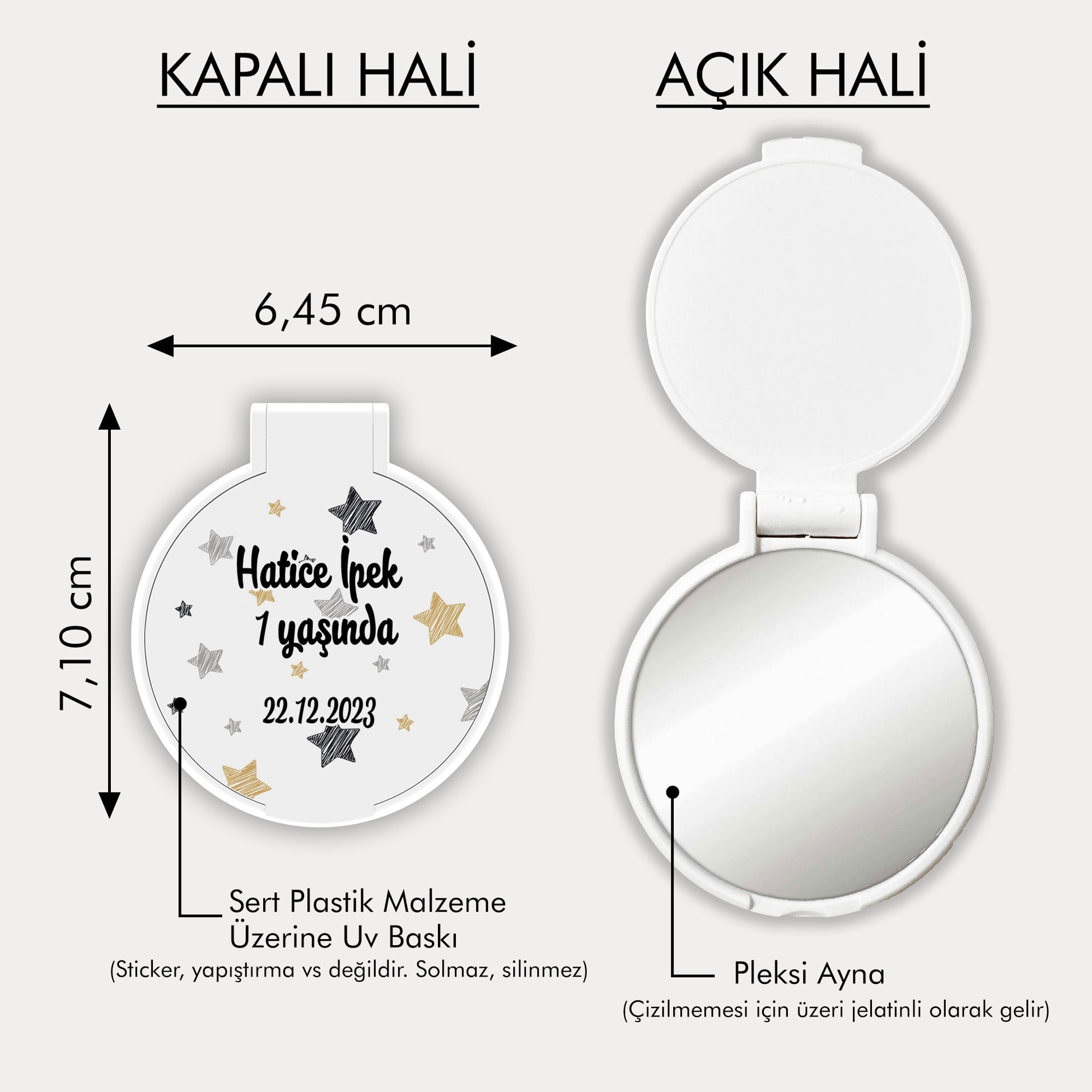 Yıldız Desenli Yuvarlak Ayna