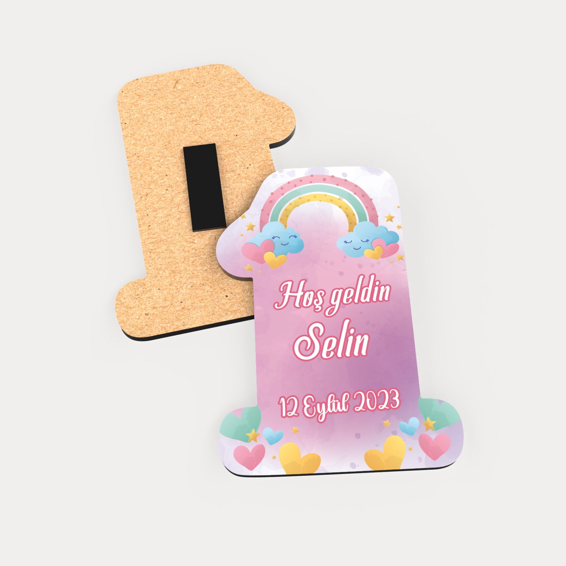 Gökkuşağı Desenli Ahşap Magnet