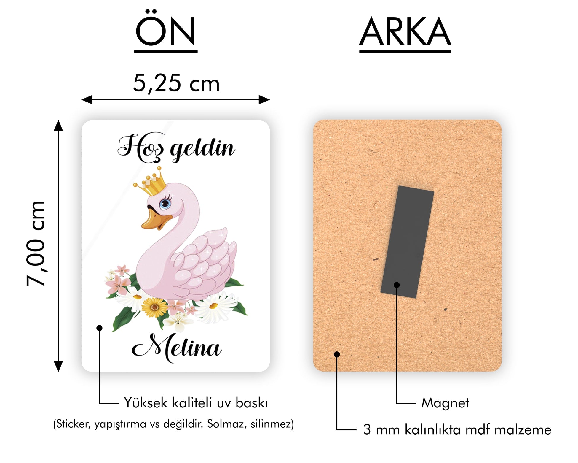 Kuğu Desenli Ahşap Magnet