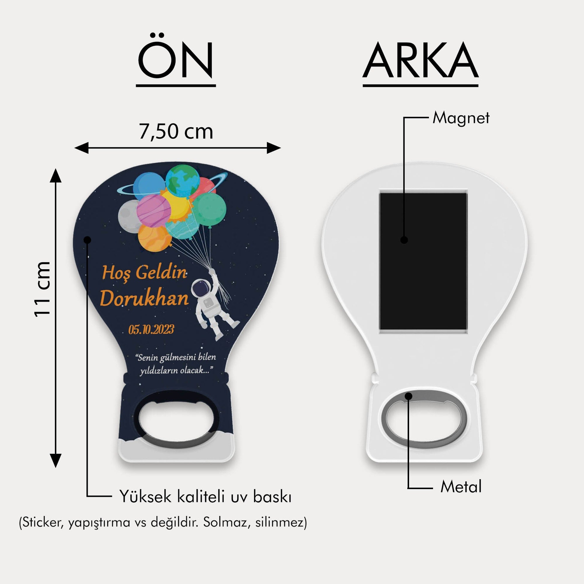 Astronot Temalı Balon Açacak Magnet