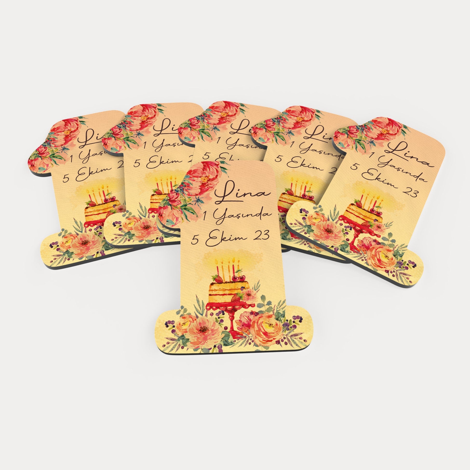 Pasta Ve Çiçek Temalı Ahşap Magnet