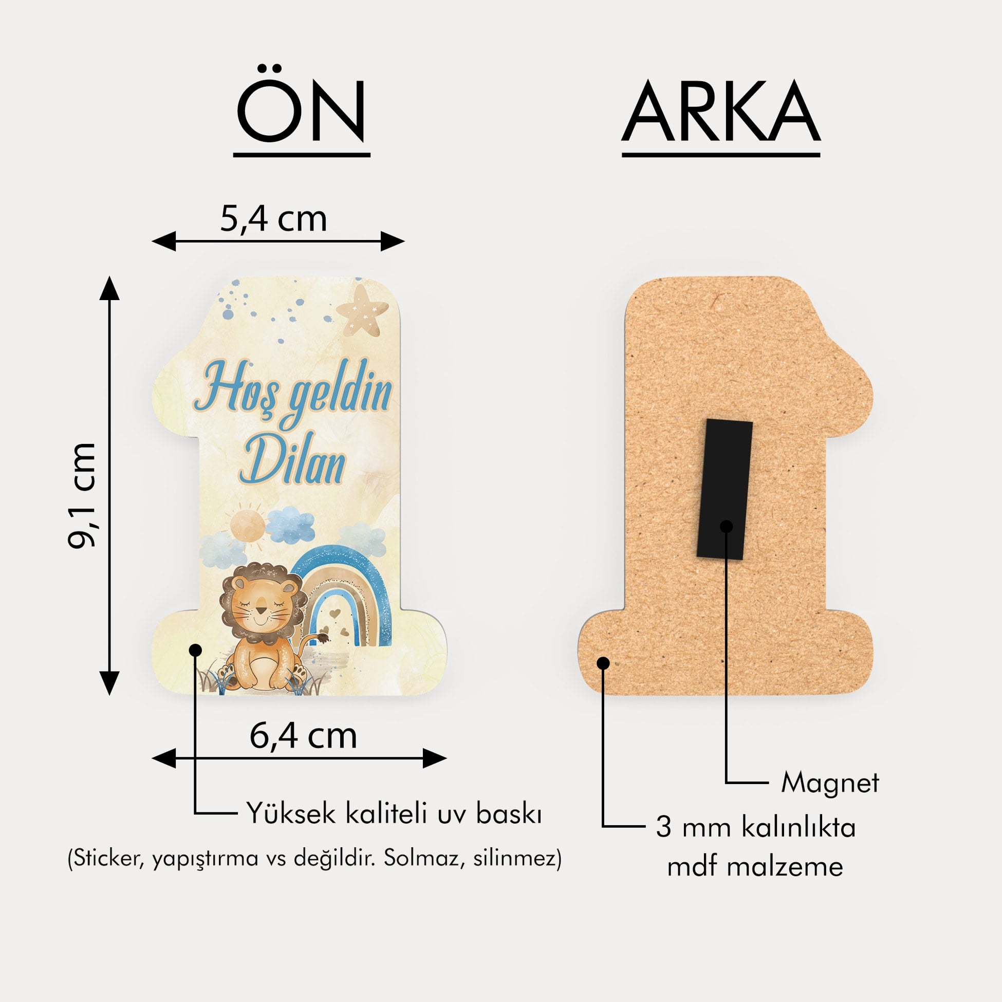Gökkuşağı Ve Aslan Temalı Ahşap Magnet