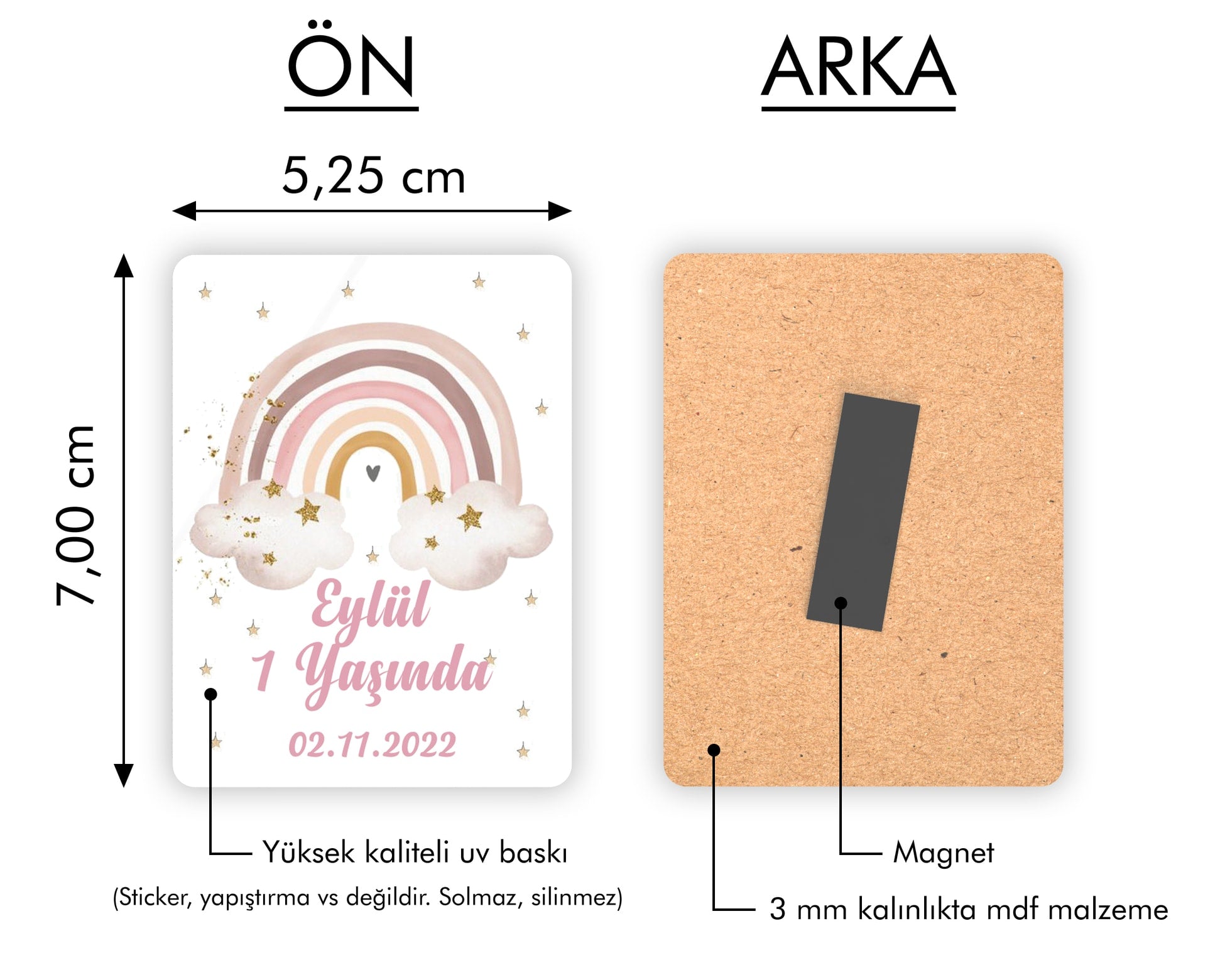 Gökkuşağı Desenli Ahşap Magnet