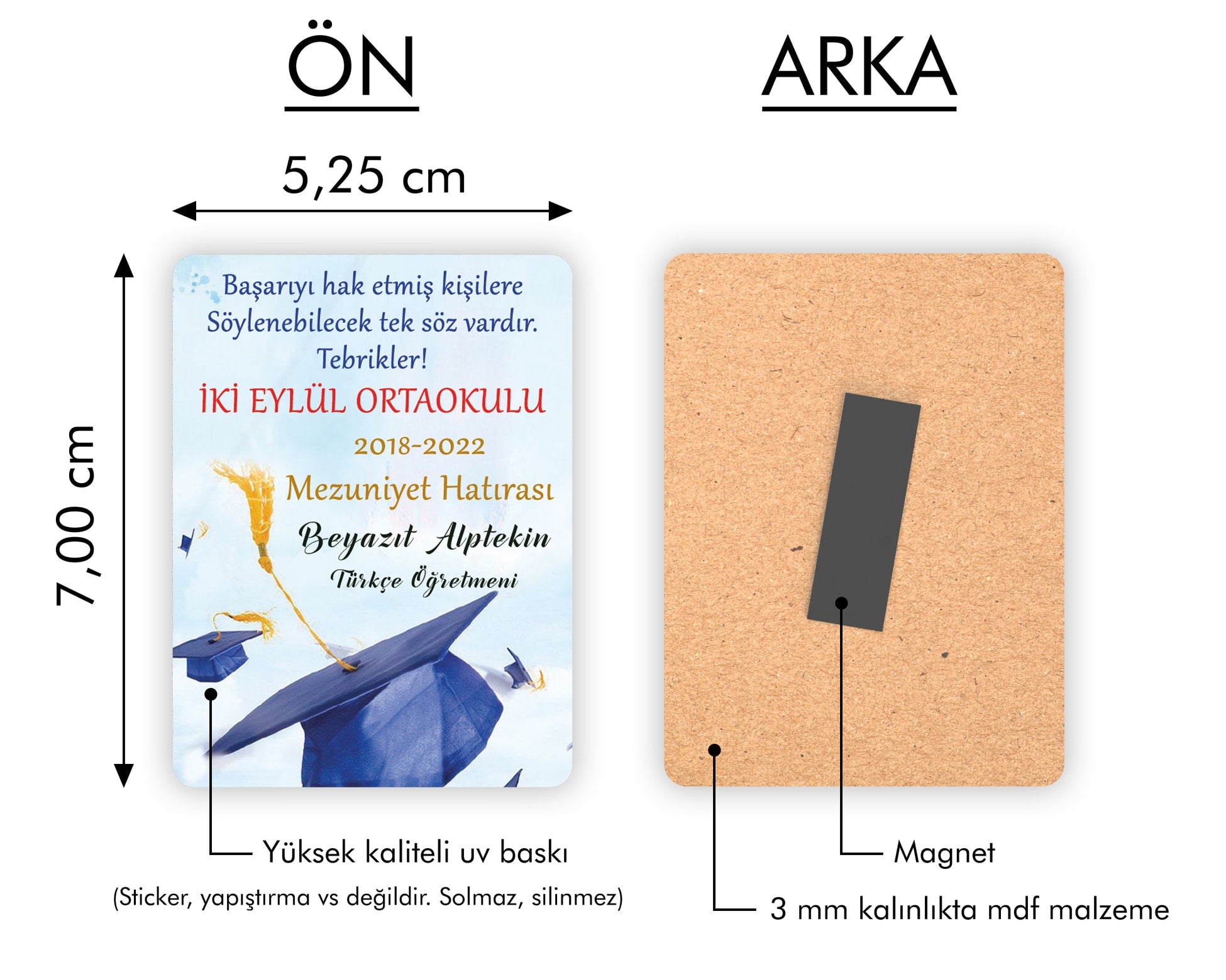 Mezuniyet Temalı Ahşap Magnet