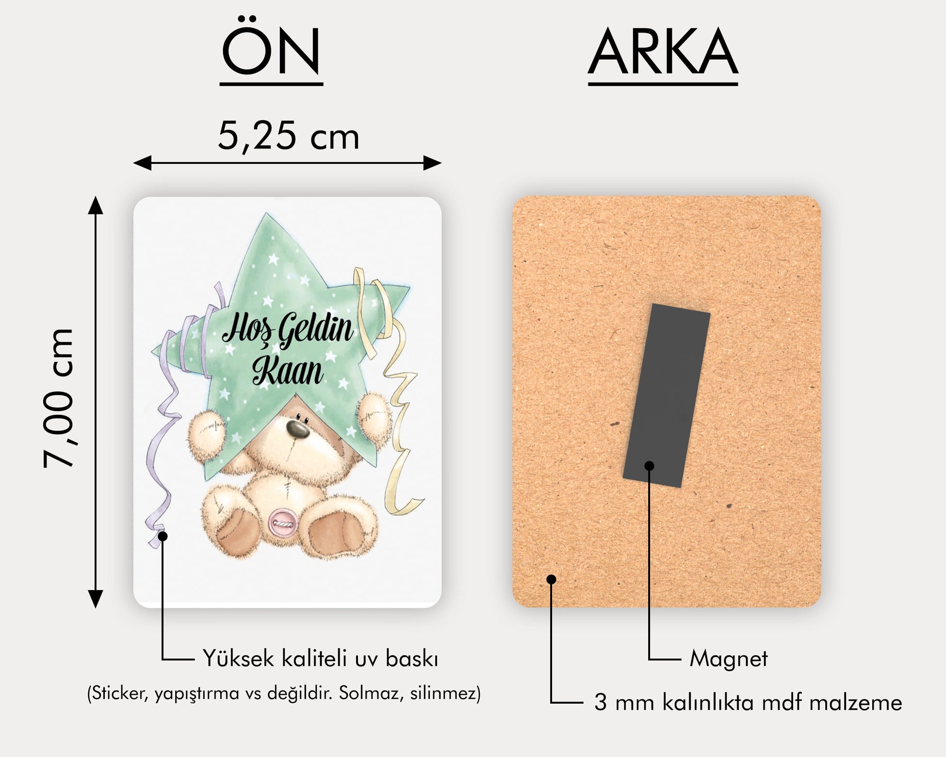 Ayıcık Desenli Ahşap Magnet