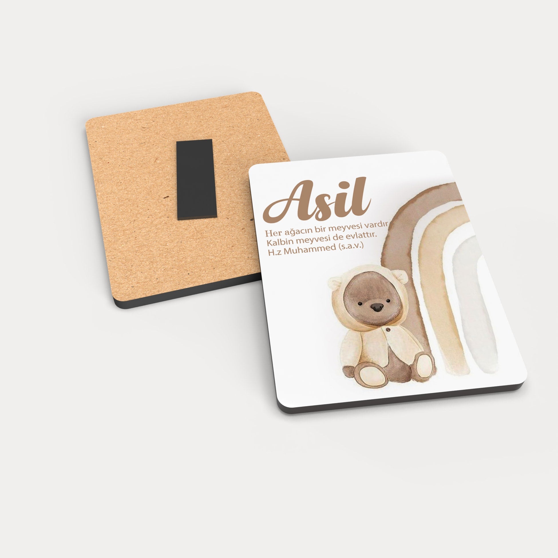 Gökkuşağı Ve Ayıcık Temalı Ahşap Magnet